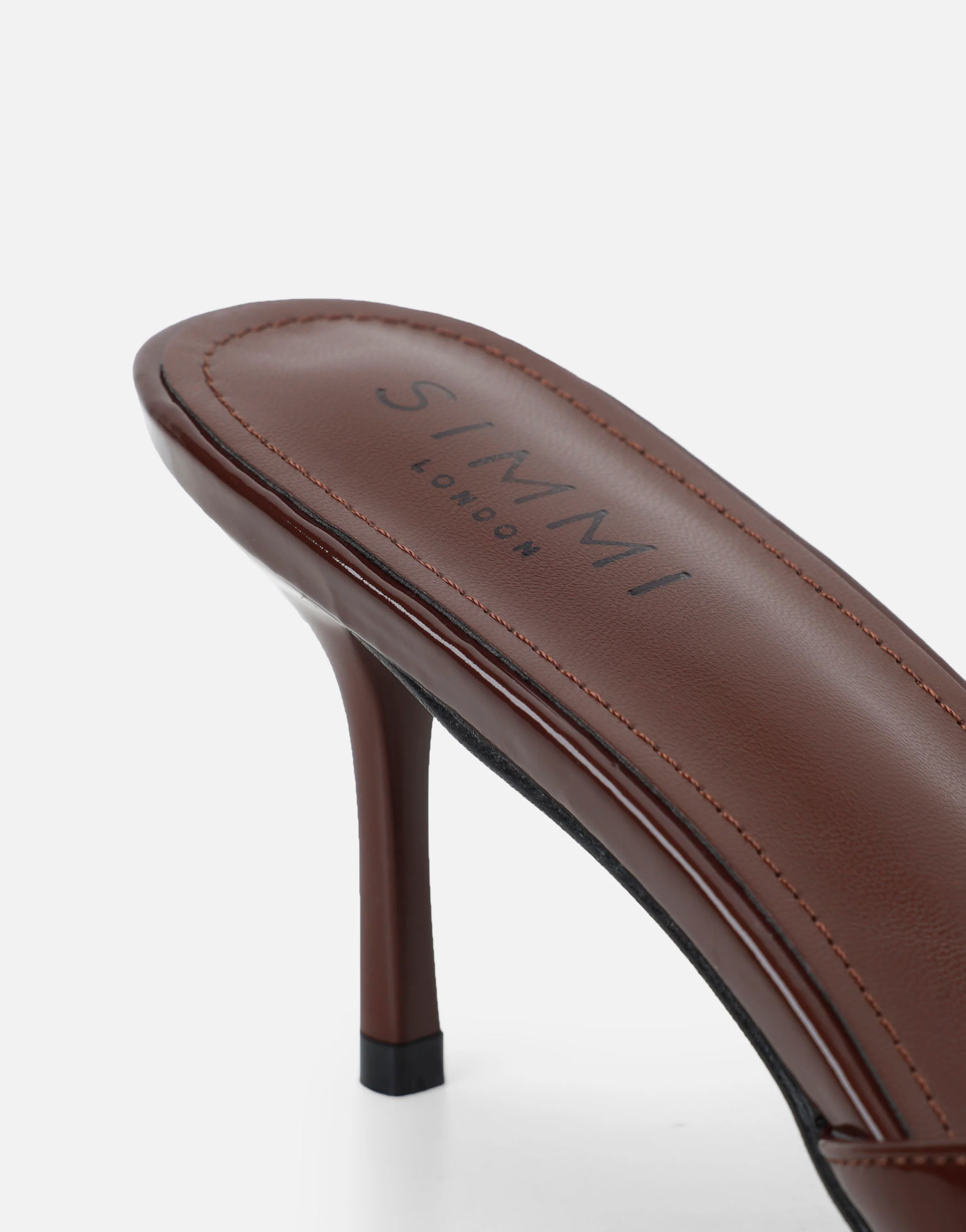 Jerez Brown Patent Peep Toe Heeled Sandals Wide Fit - Image 3