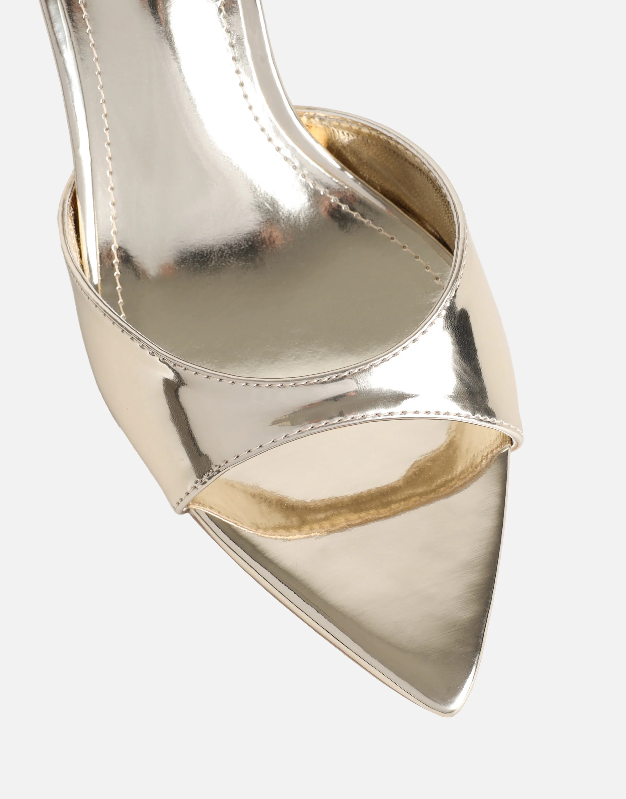 Jerez Gold Mirror Peep Toe Heeled Sandals Wide Fit - Image 4