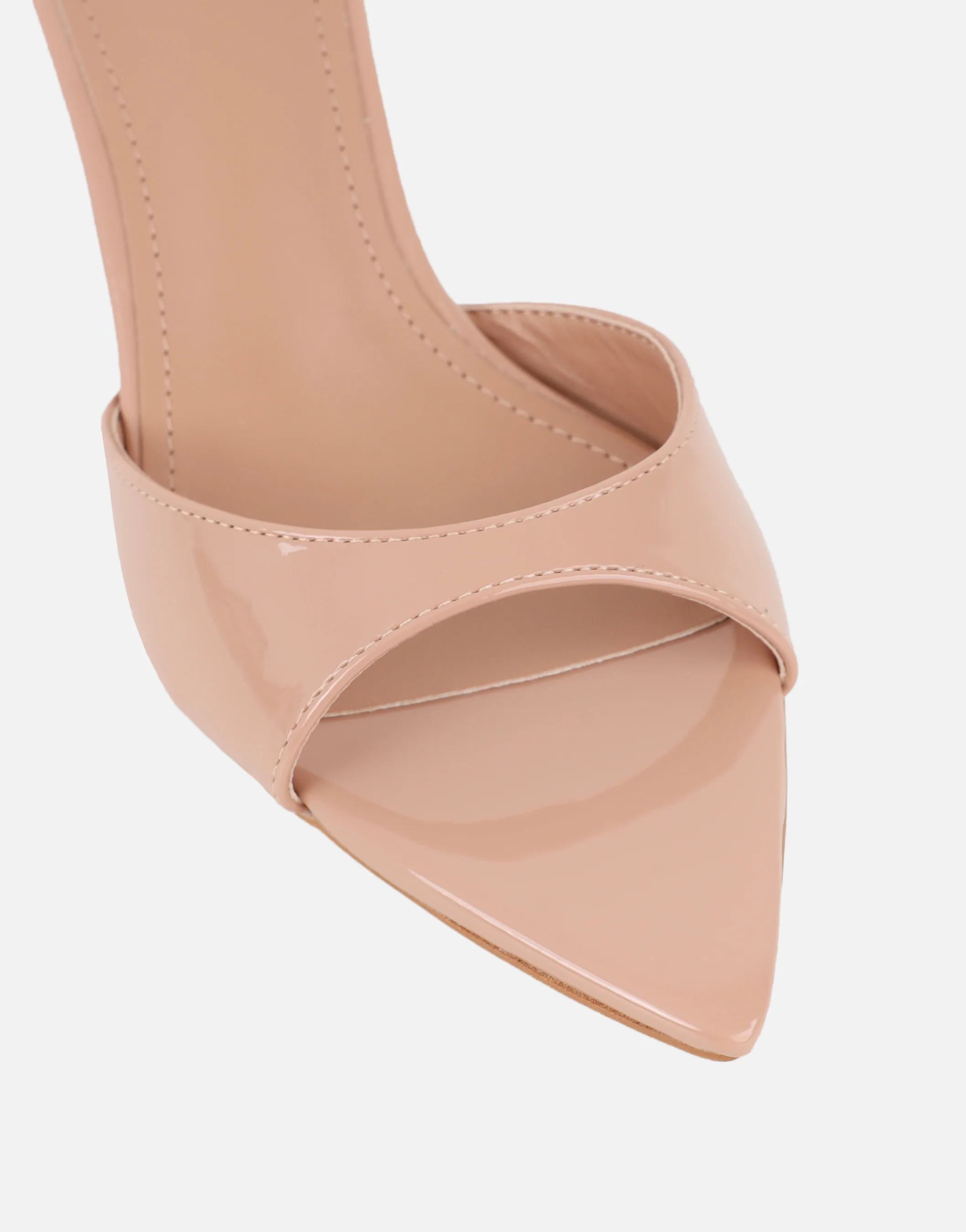 Jerez Nude Patent Peep Toe Heeled Sandals - Image 4