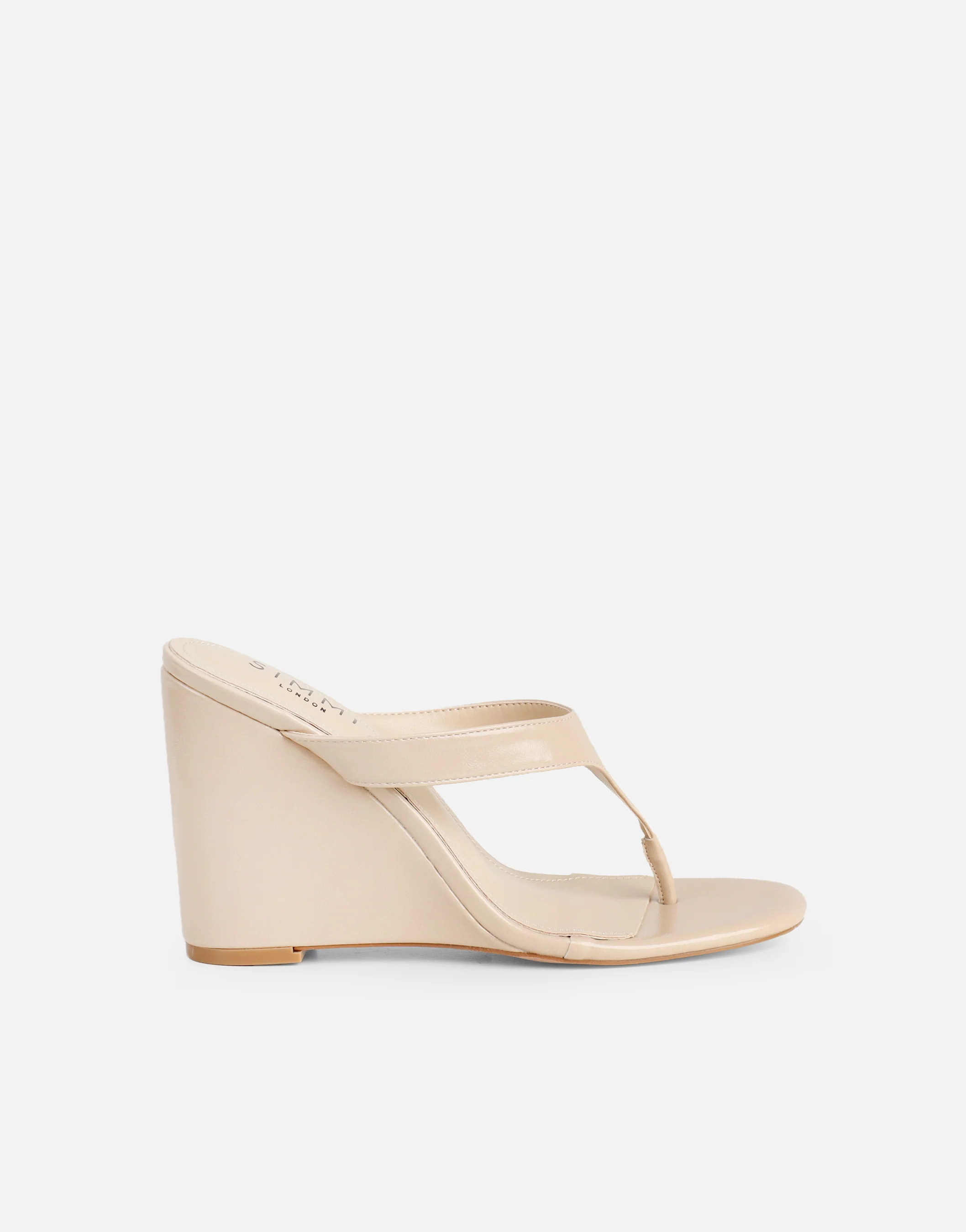 Jodie Beige Toe Post Wedge Sandals - Image 2
