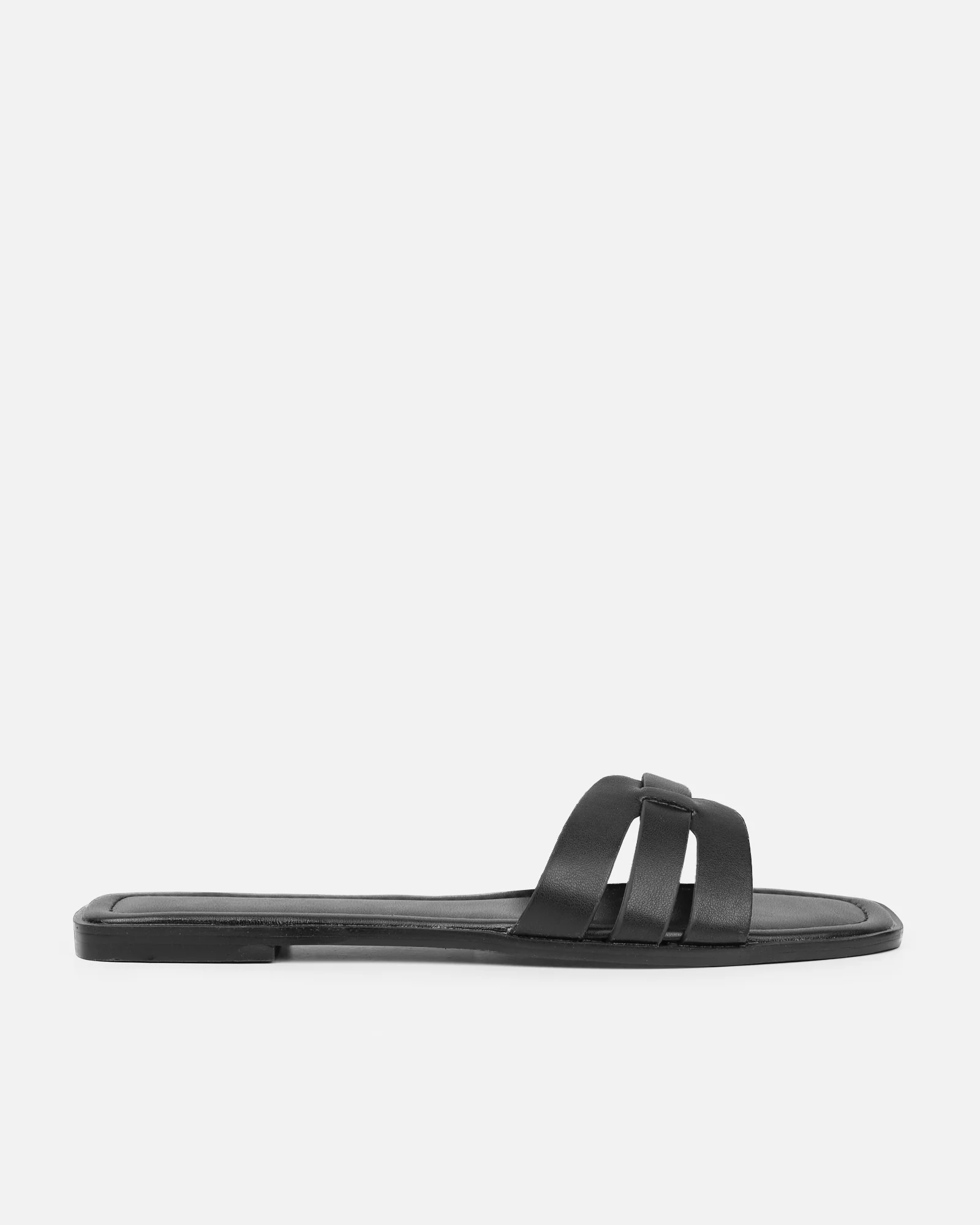 Jorja Black Slip On Flat Sandals - Image 2