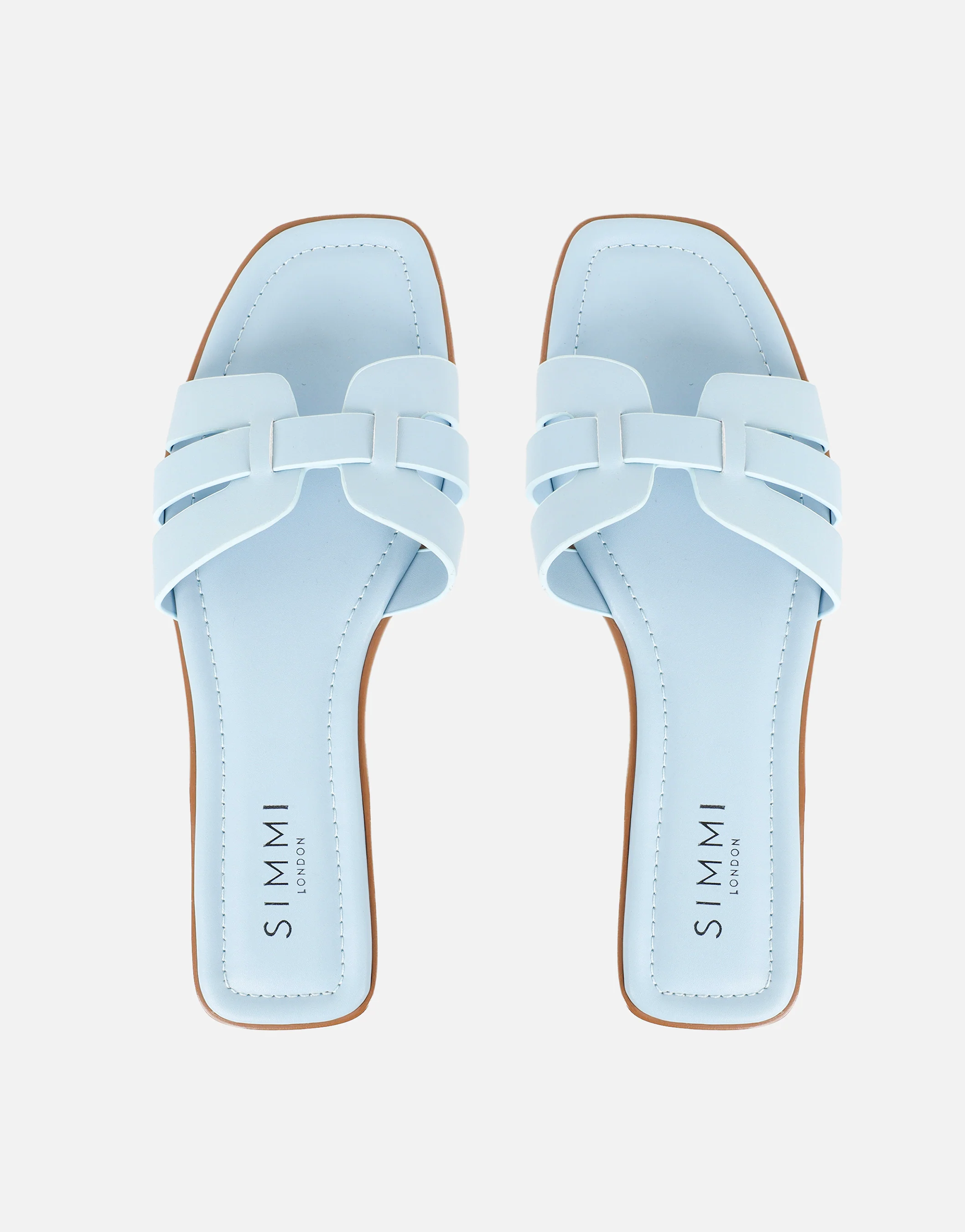 Jorja Blue Slip On Flat Sandals - Image 3
