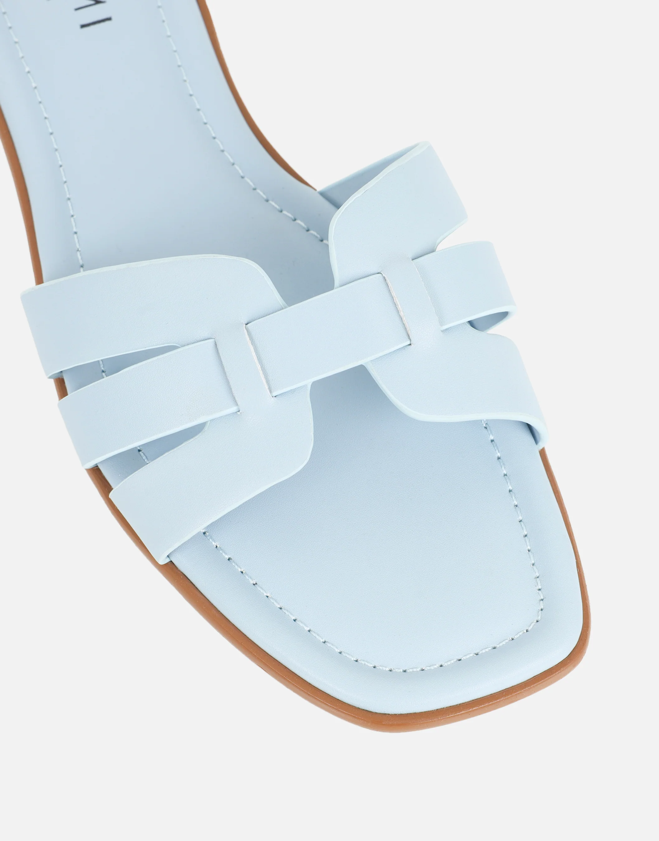 Jorja Blue Slip On Flat Sandals - Image 4