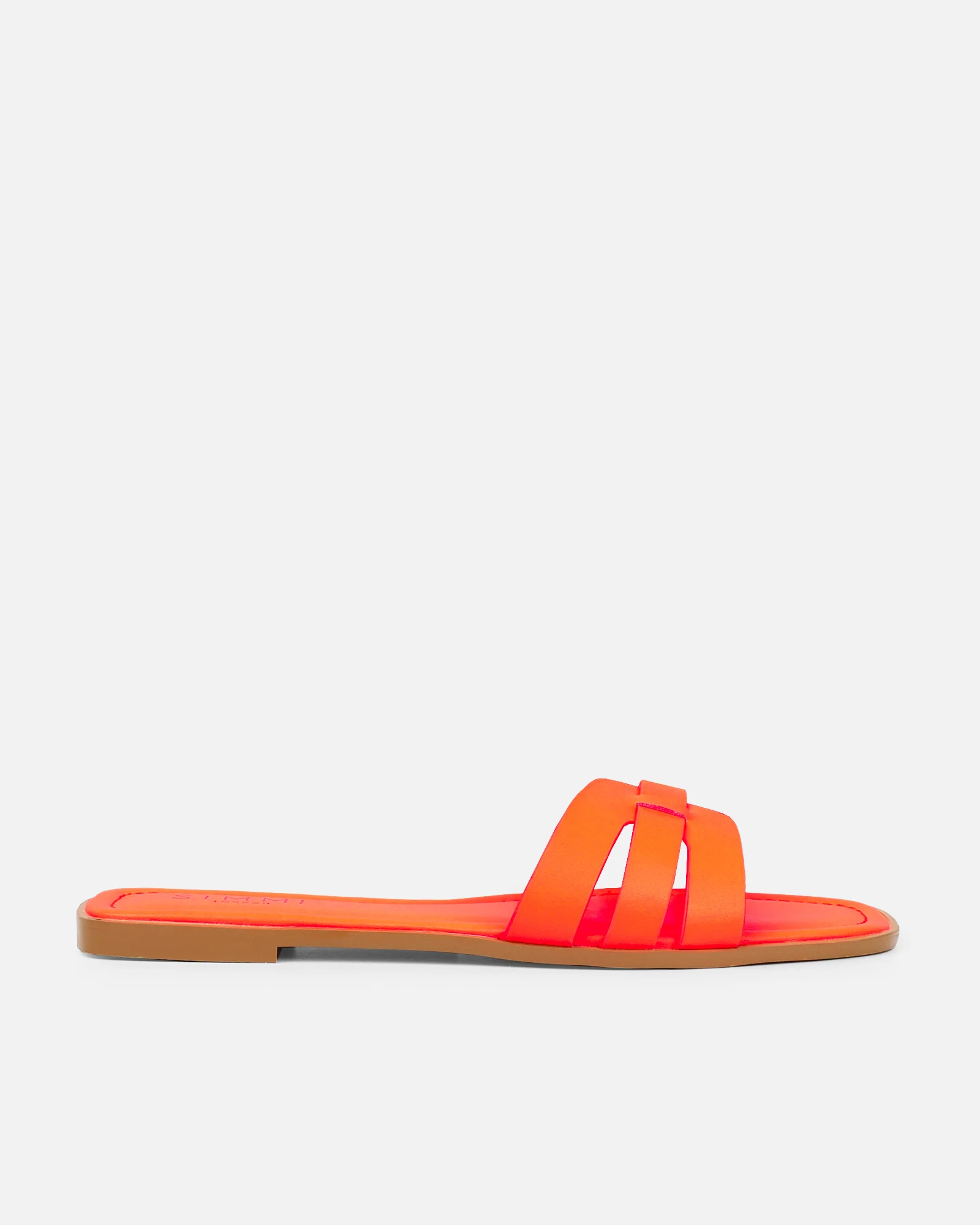 Jorja Bright Orange Slip On Flat Sandals - Image 2