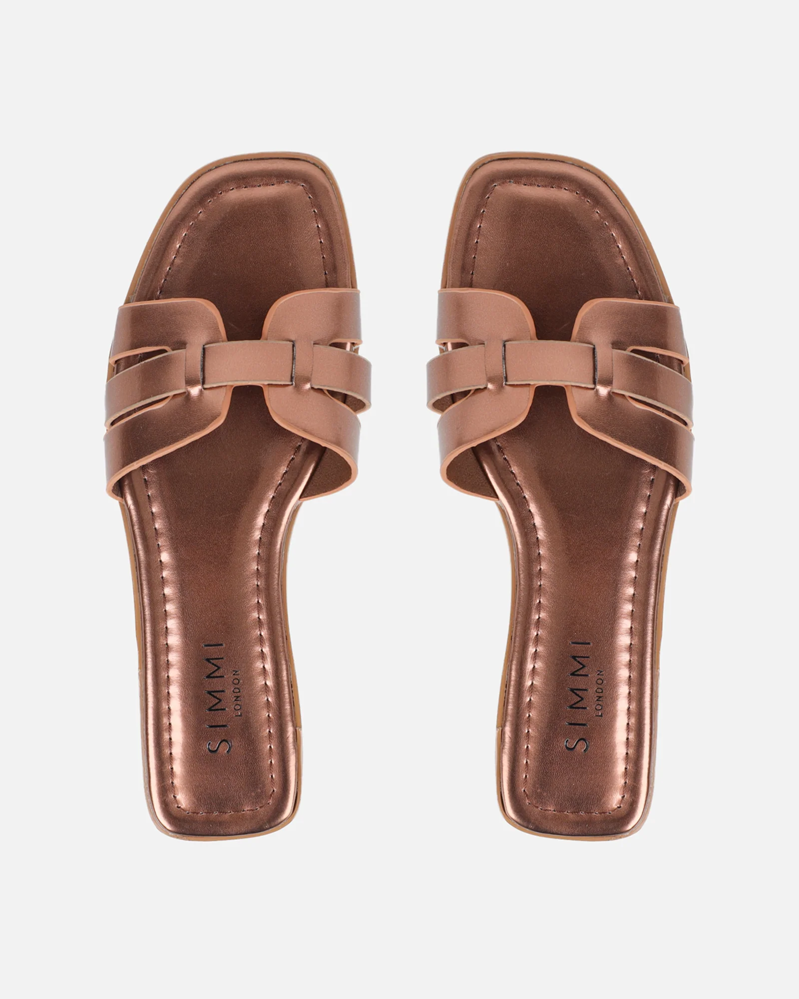 Jorja Bronze Metallic Slip On Flat Sandals - Image 3