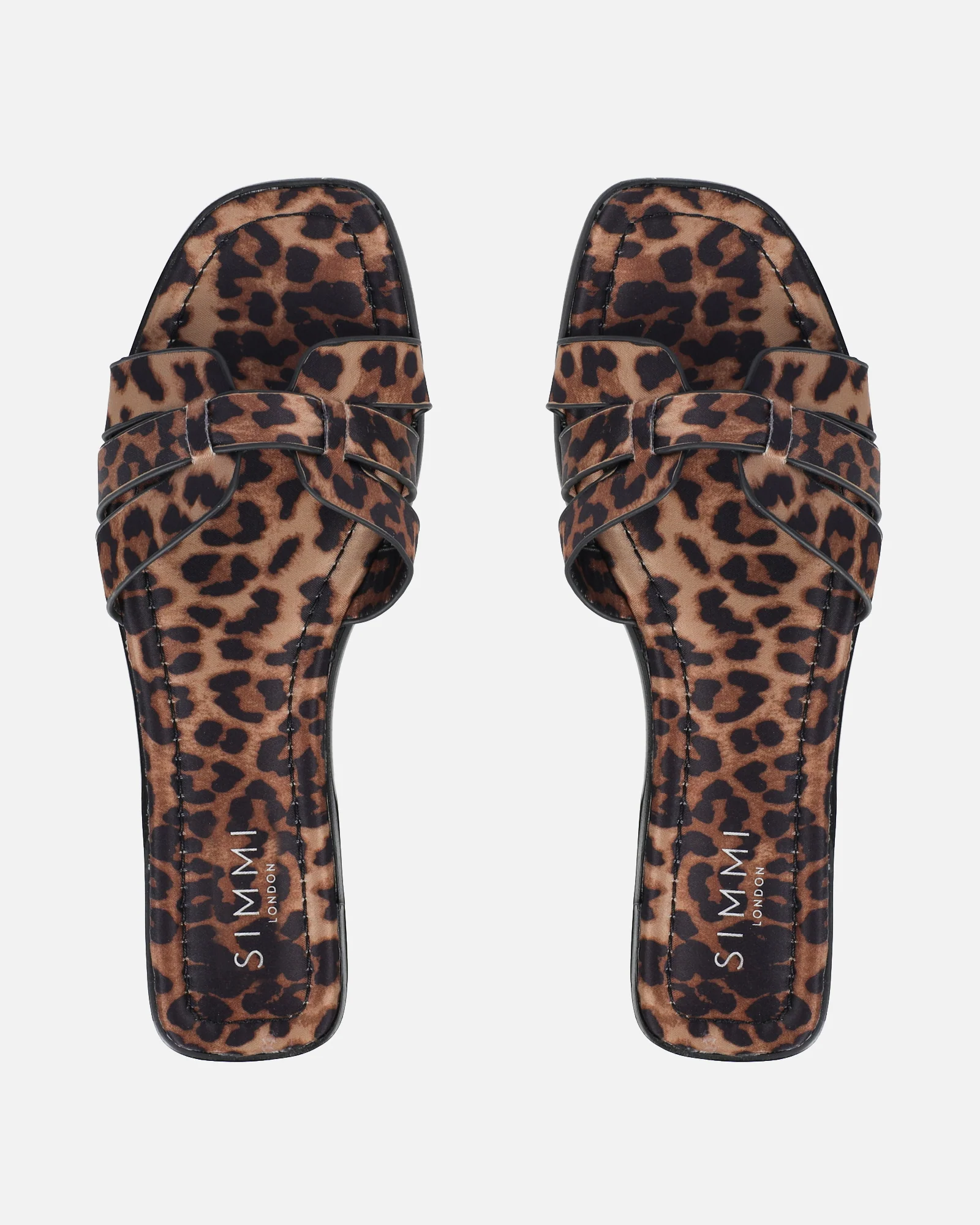 Jorja Leopard Satin Slip On Flat Sandals - Image 3