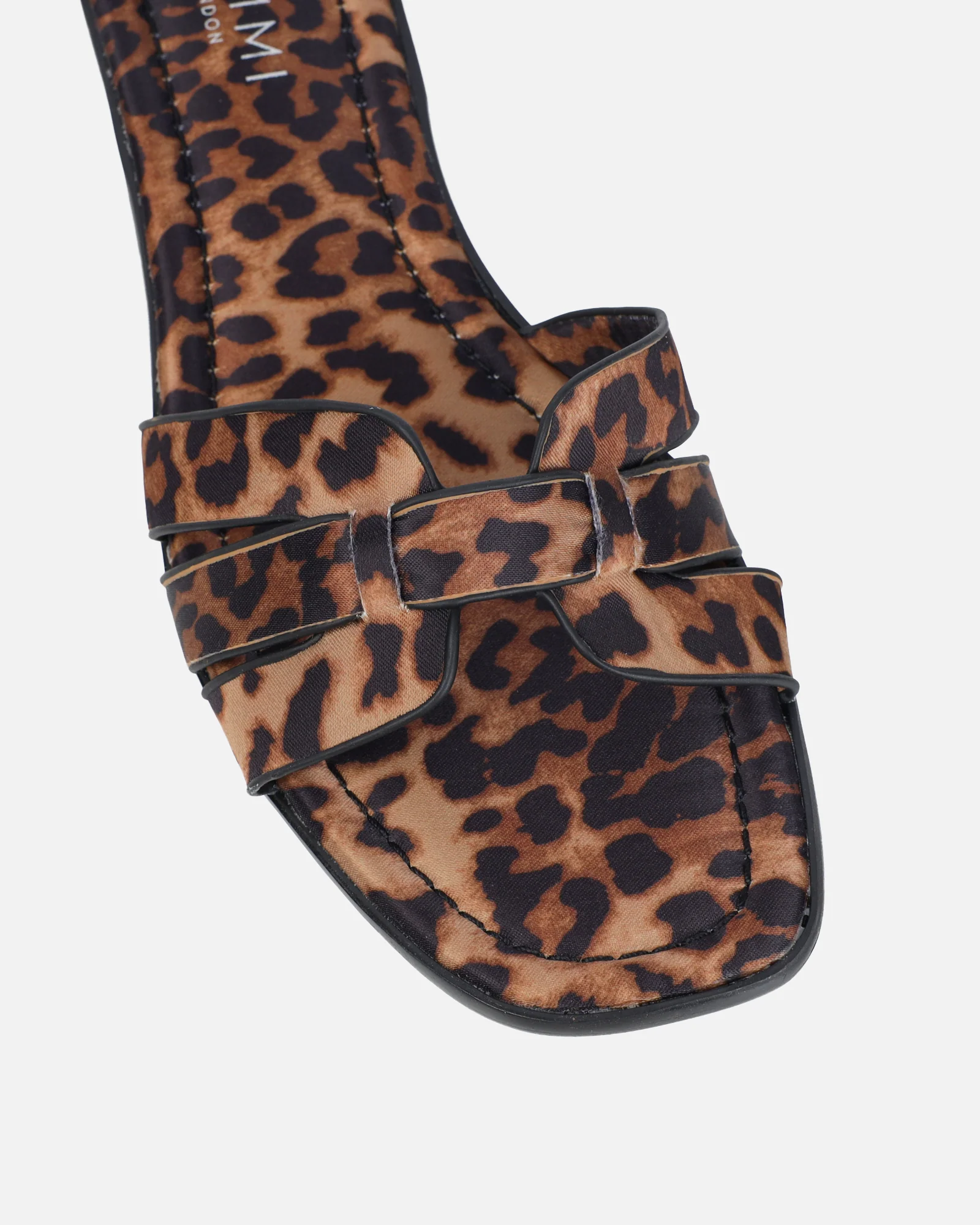 Jorja Leopard Satin Slip On Flat Sandals - Image 4