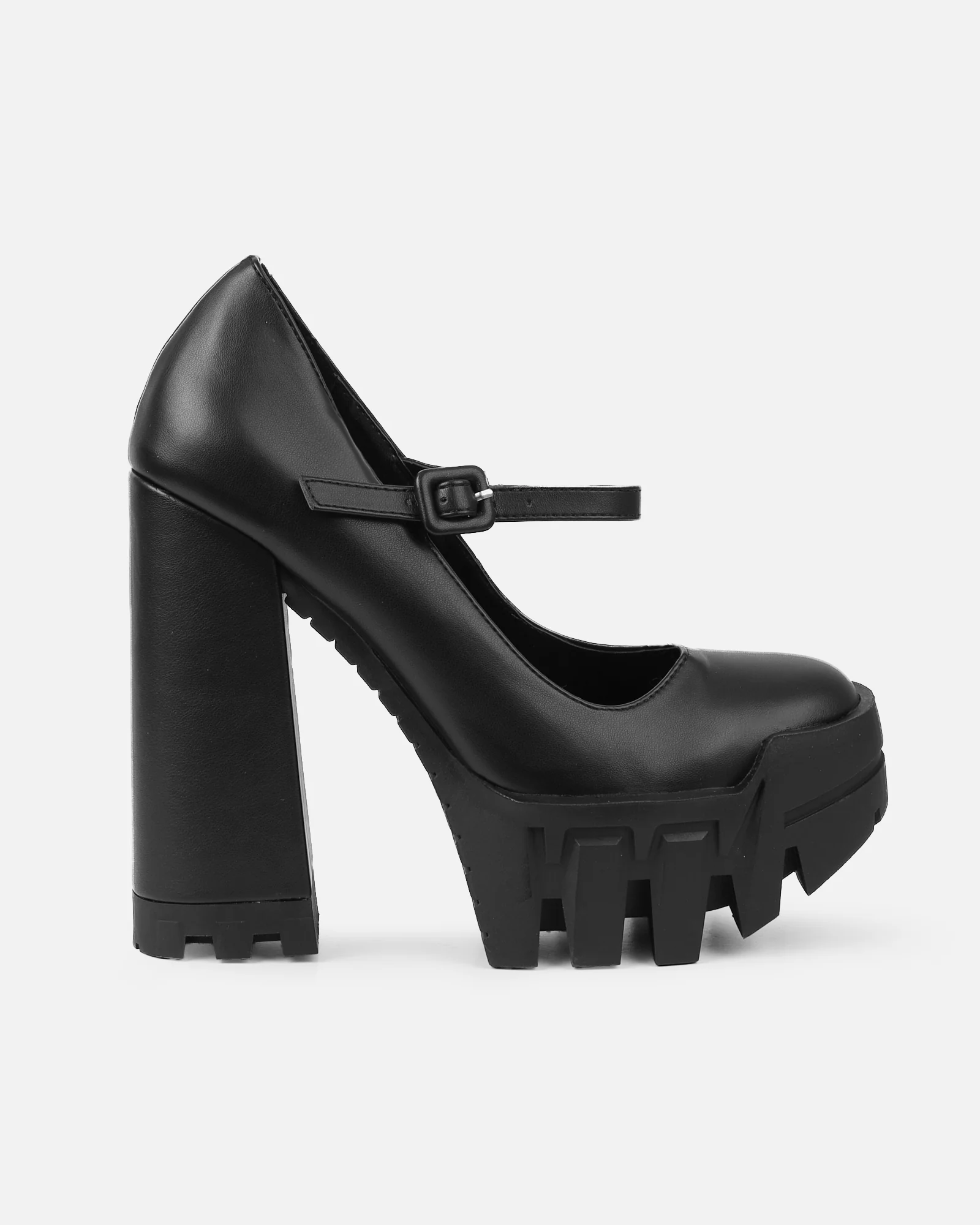 Jorrdana Black Chunky Mary Jane Heels - Image 2
