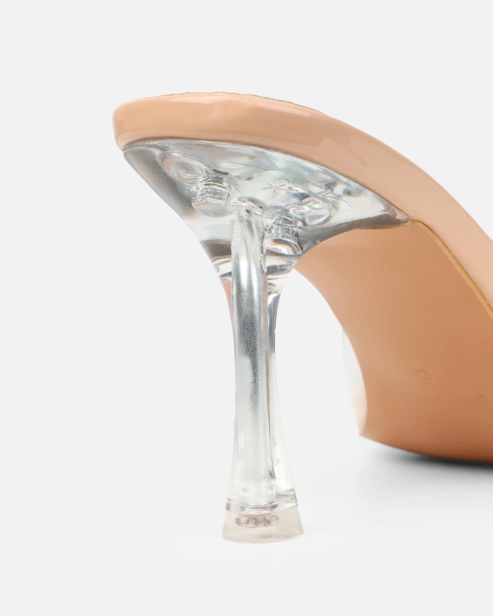 Josephine Clear Nude Patent Heeled Sandals - Image 3