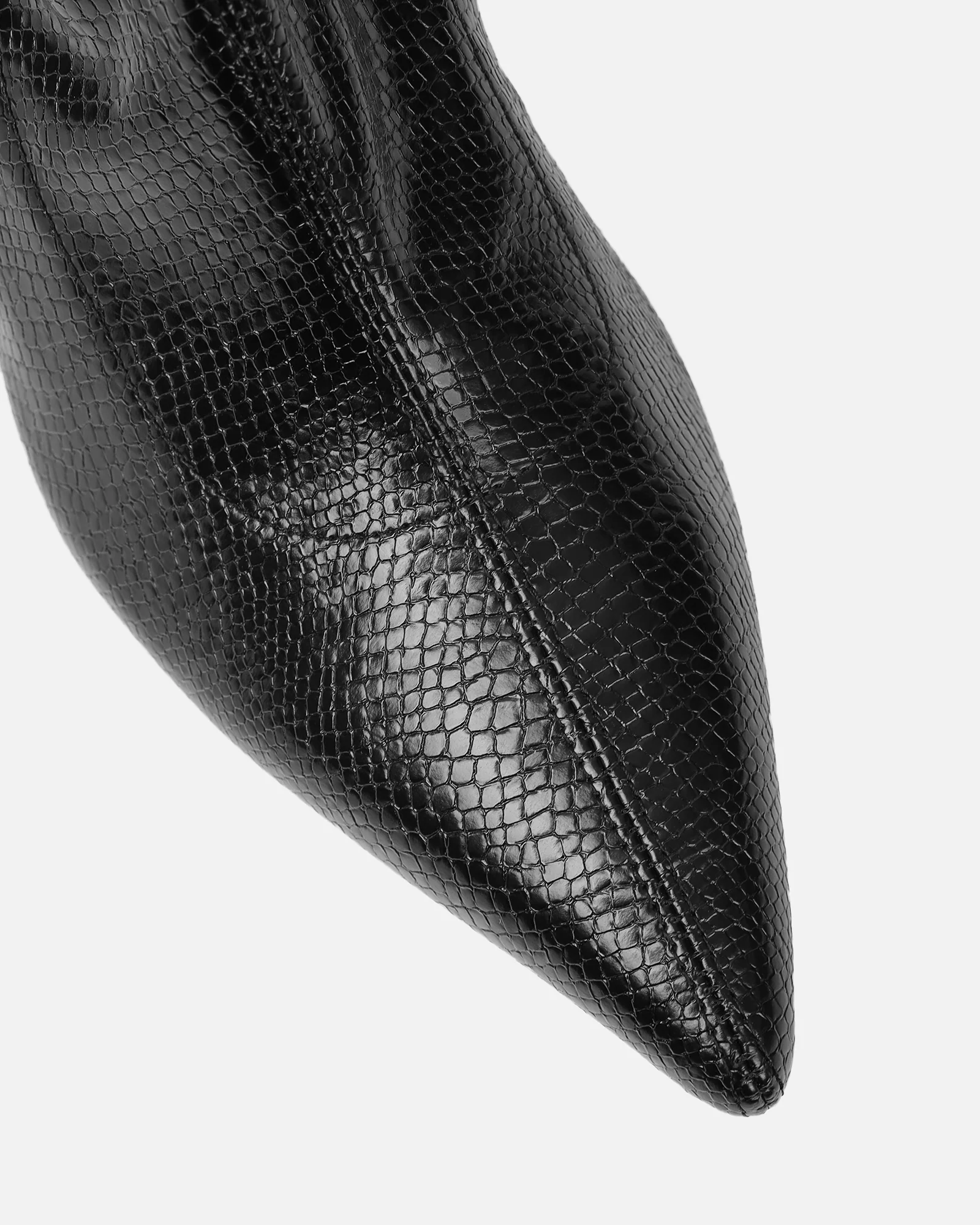 Jude Black Snake Effect Low Heel Boots With Gold Heel - Image 4