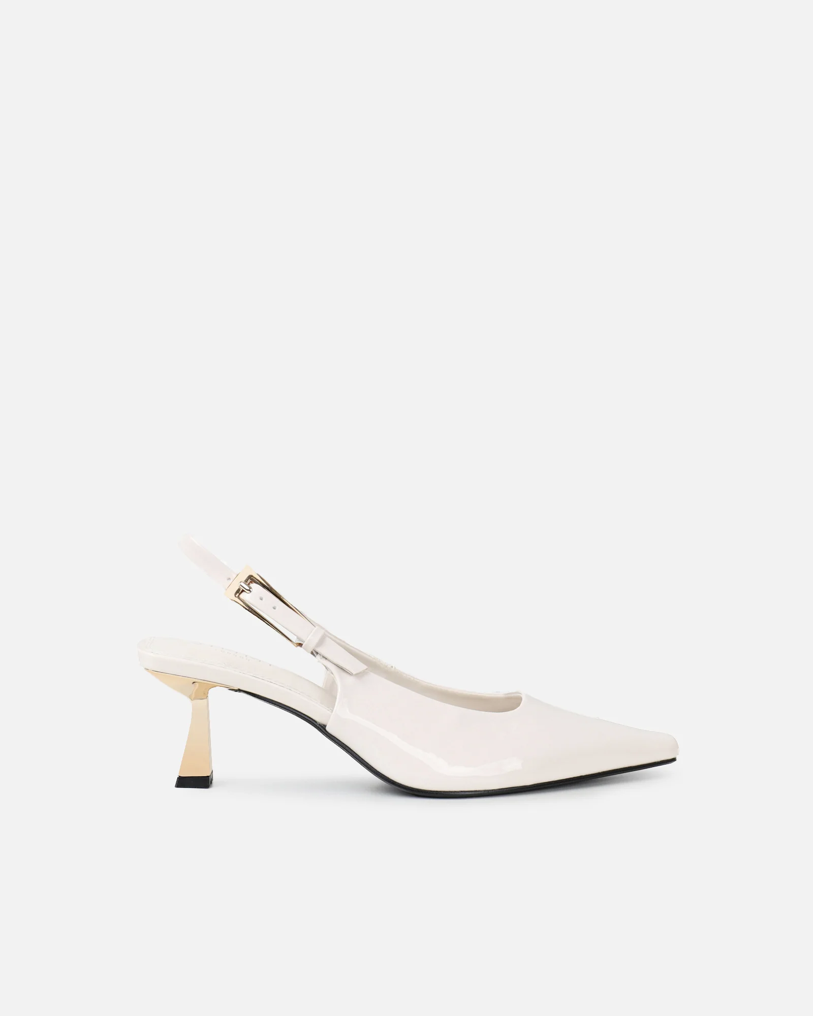 June off white patent low sling back court shoes - Image 2