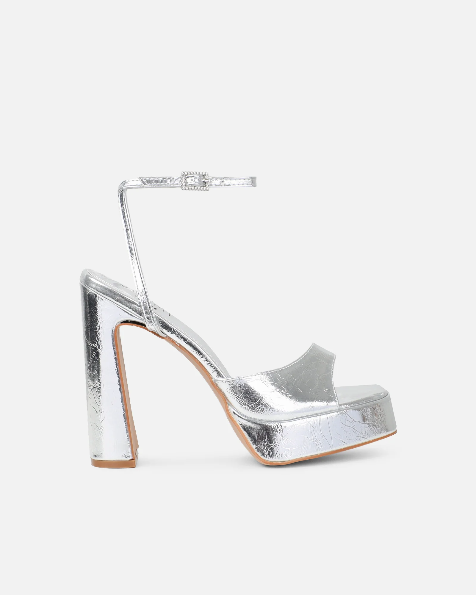 Kamiko Silver Crackle Platform Sandals - Image 2