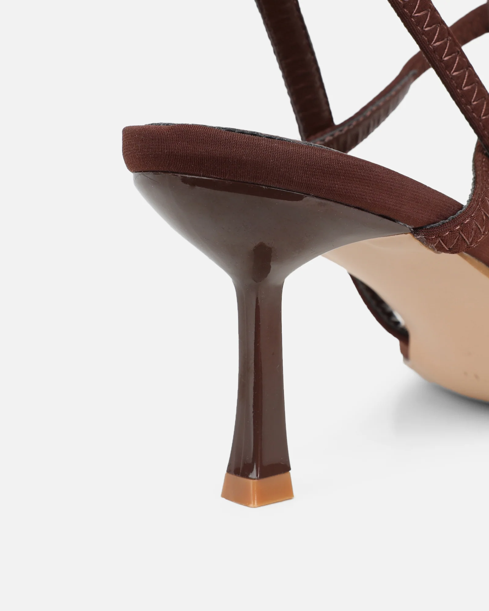 Karson Chocolate Lycra Strappy Heeled Sandals - Image 3
