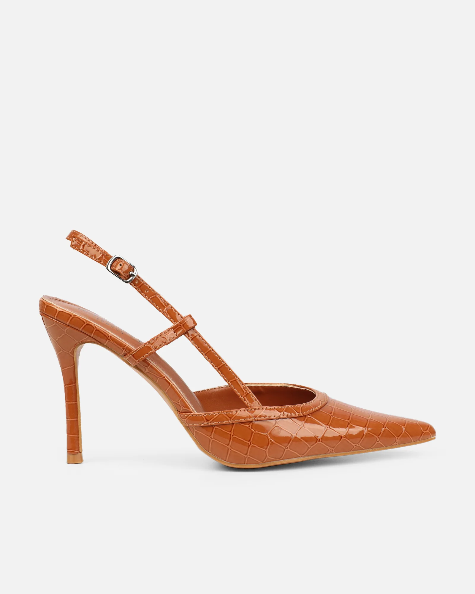 Kassi Tan Faux Croc Sling Back Court Shoes - Image 2