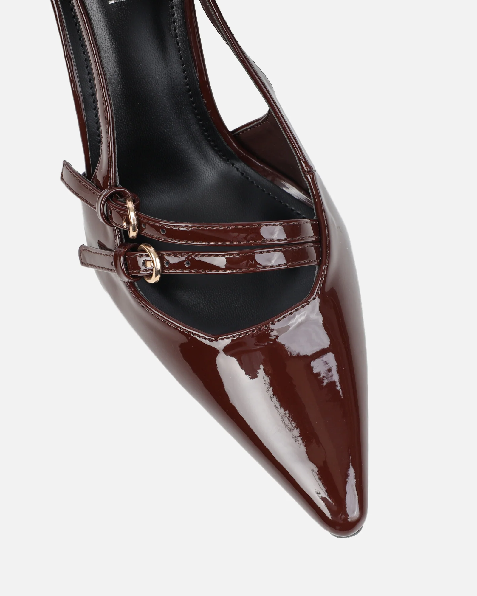 Kassiani Brown Patent Sling Back Court Shoes - Image 4
