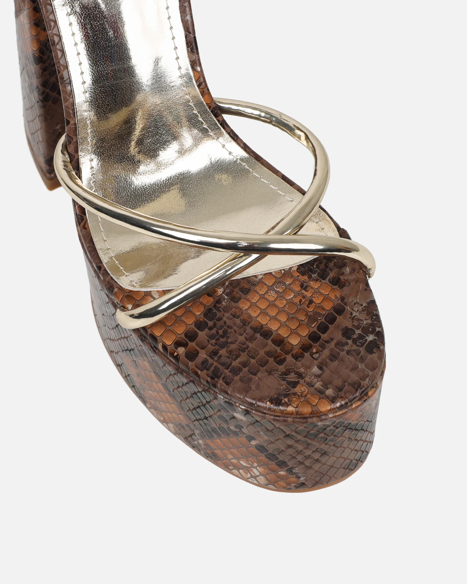 Keoni Beige Snake Platform Sandals - Image 4