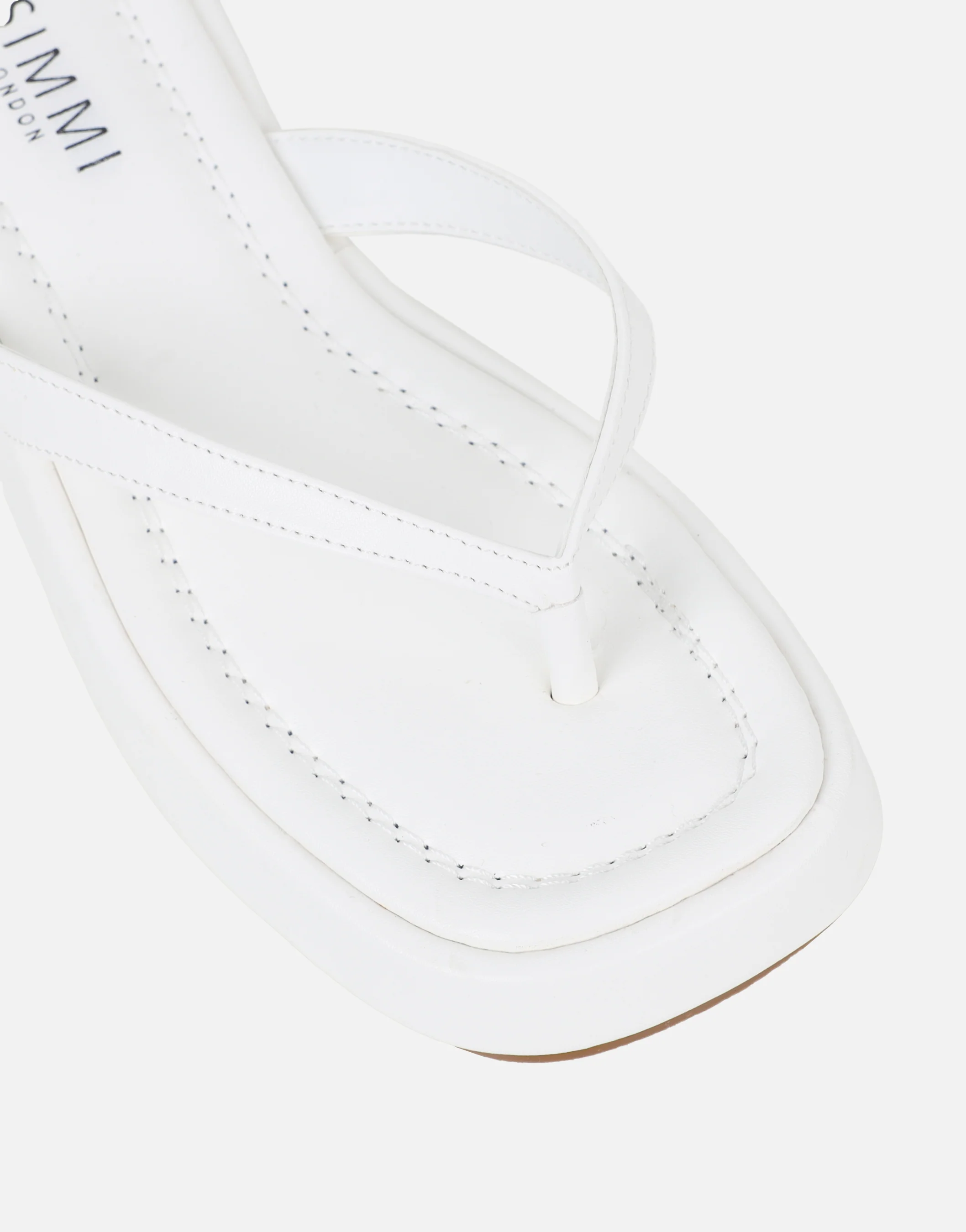 Kimmie White PU Flatform Toe Post Sandals - Image 4