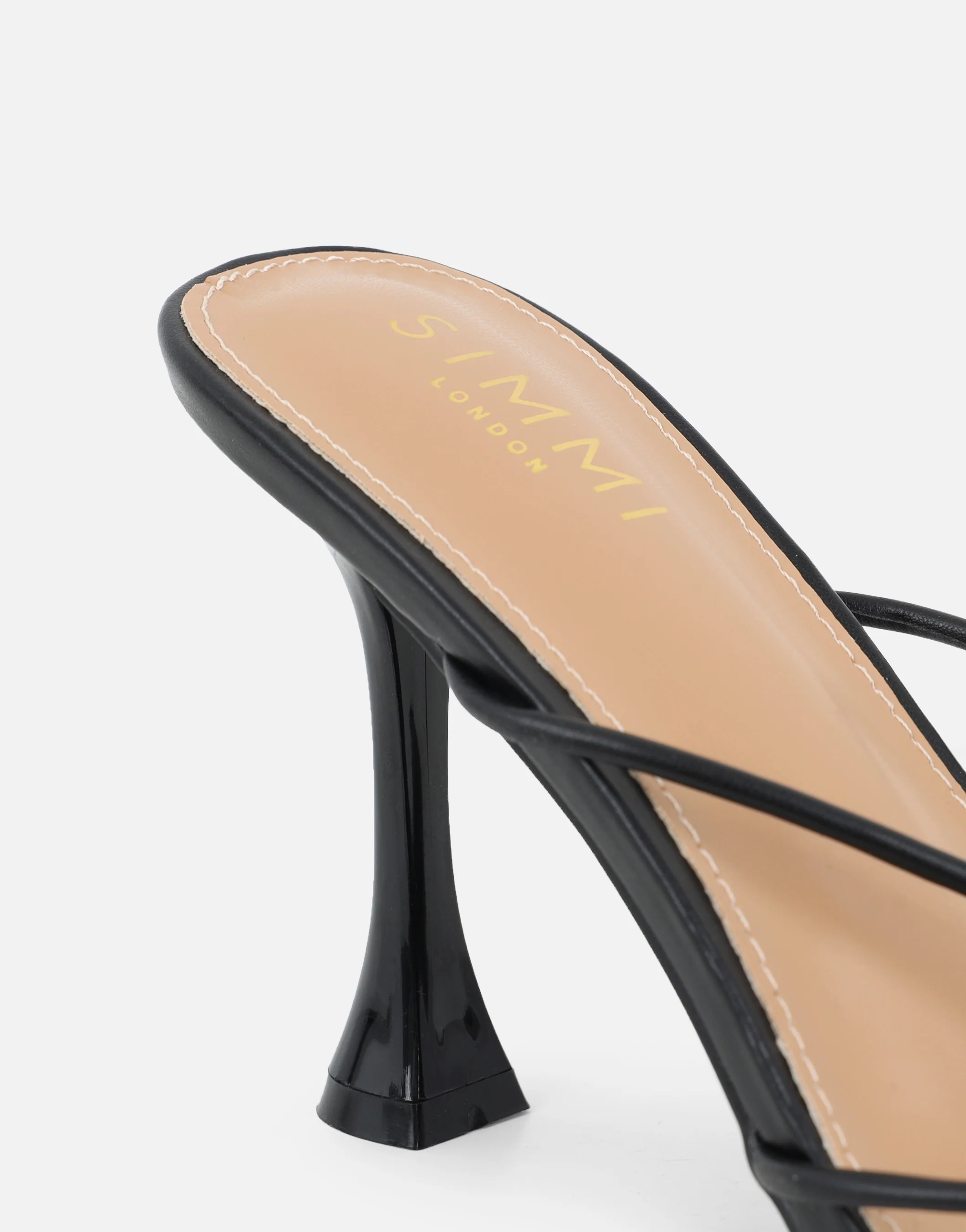 Kirsty Black Gold Detail Cross Over Heeled Mules - Image 3