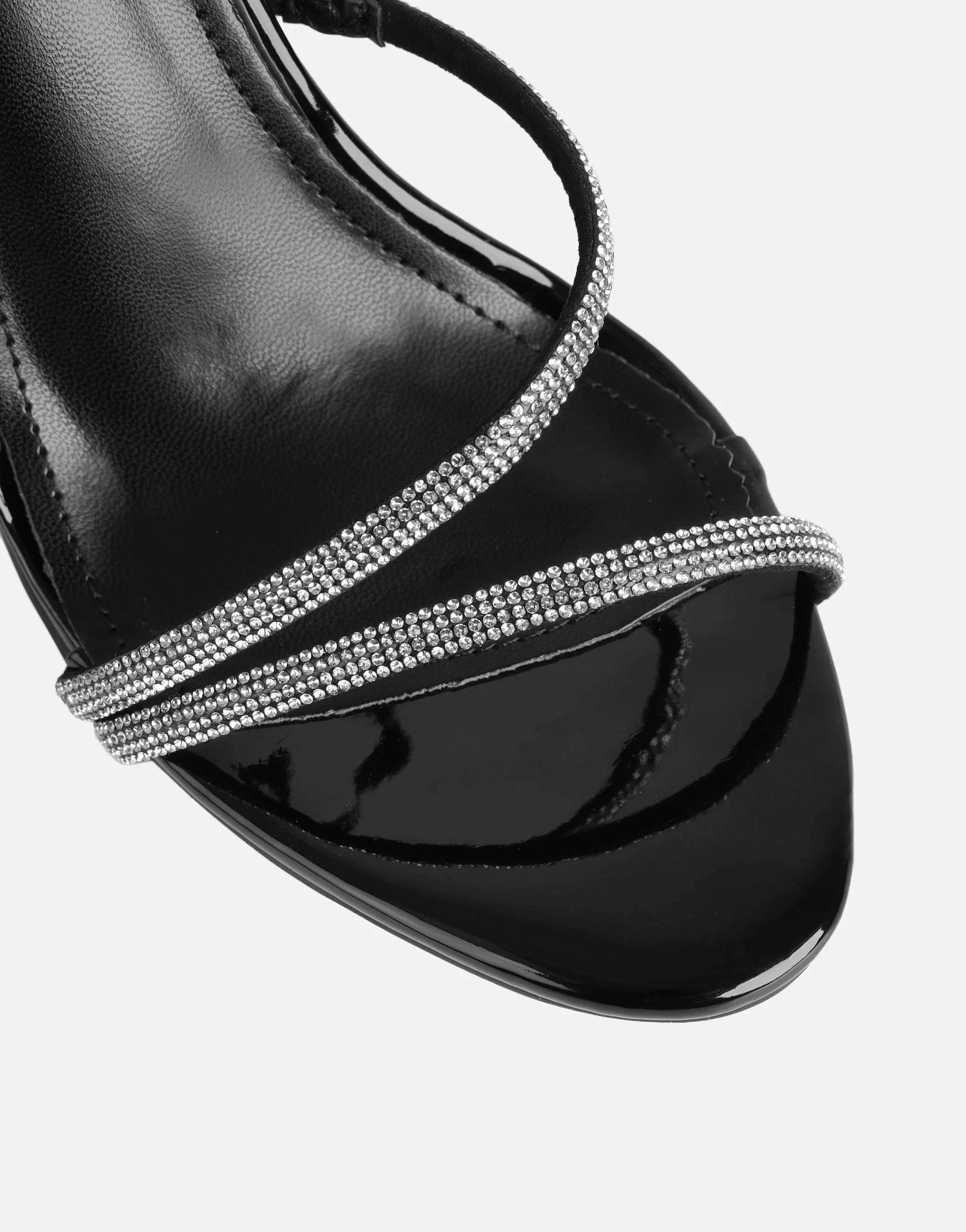 Kristin Black Patent Diamante Slingback Heels - Image 4
