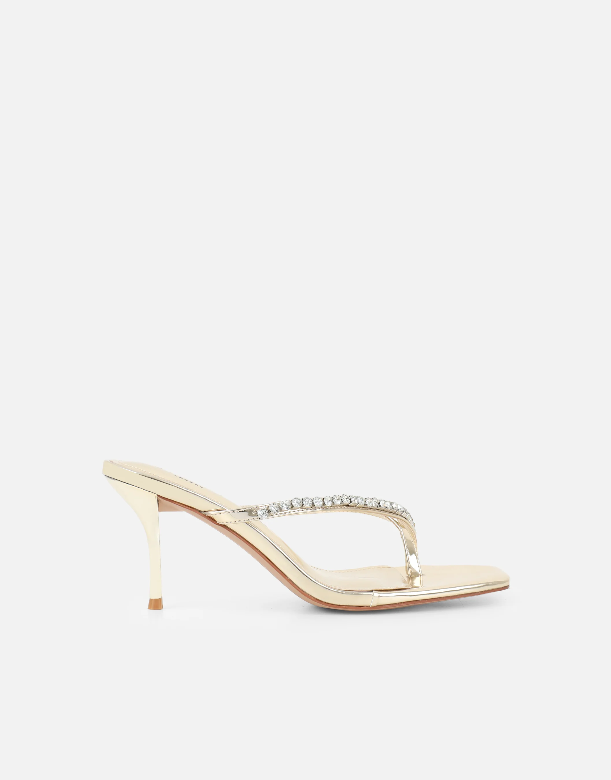 Lana Gold Mirror Diamante Toe Post Mules - Image 2