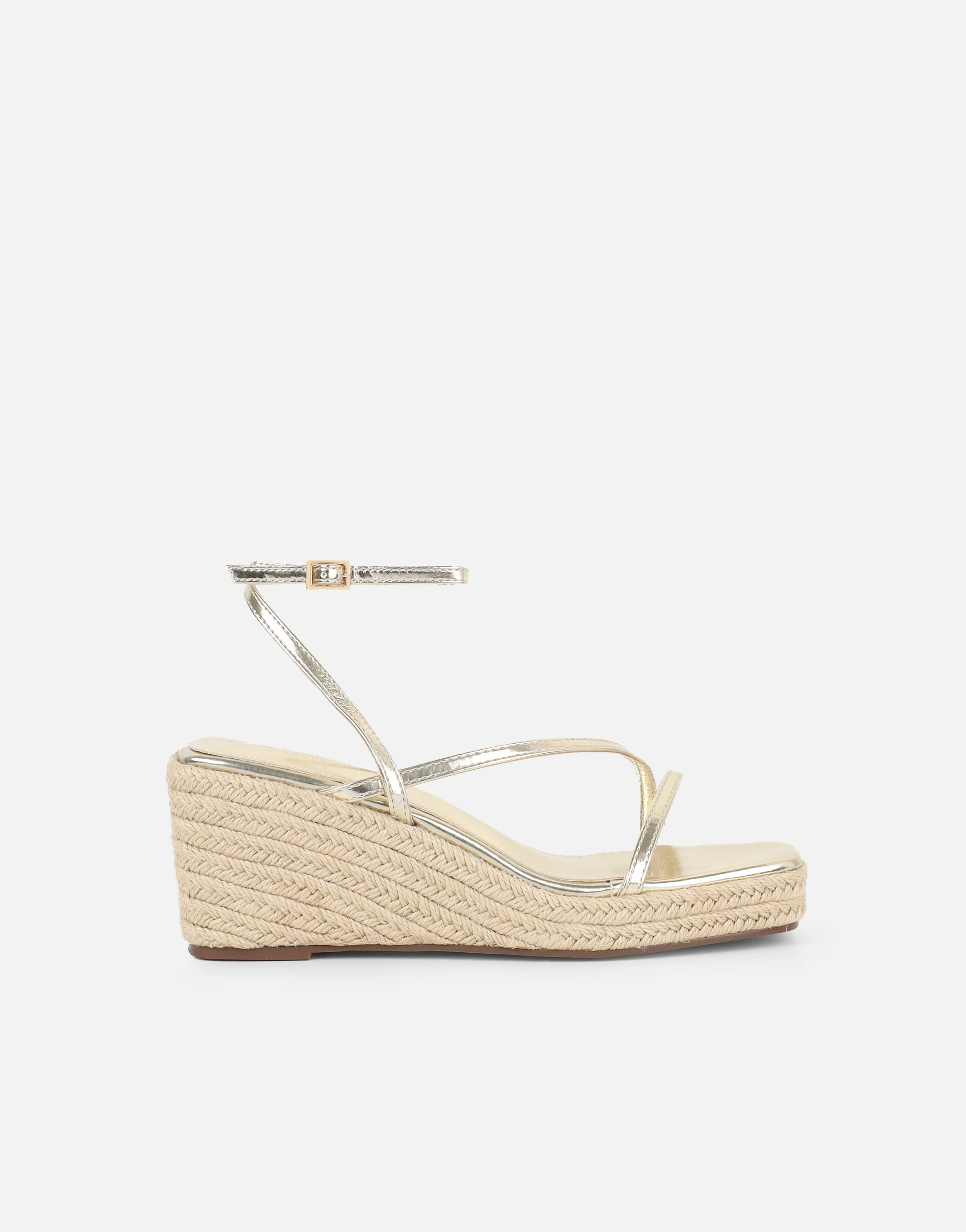 Lara Gold Metallic Wedge Heeled Sandals - Image 2