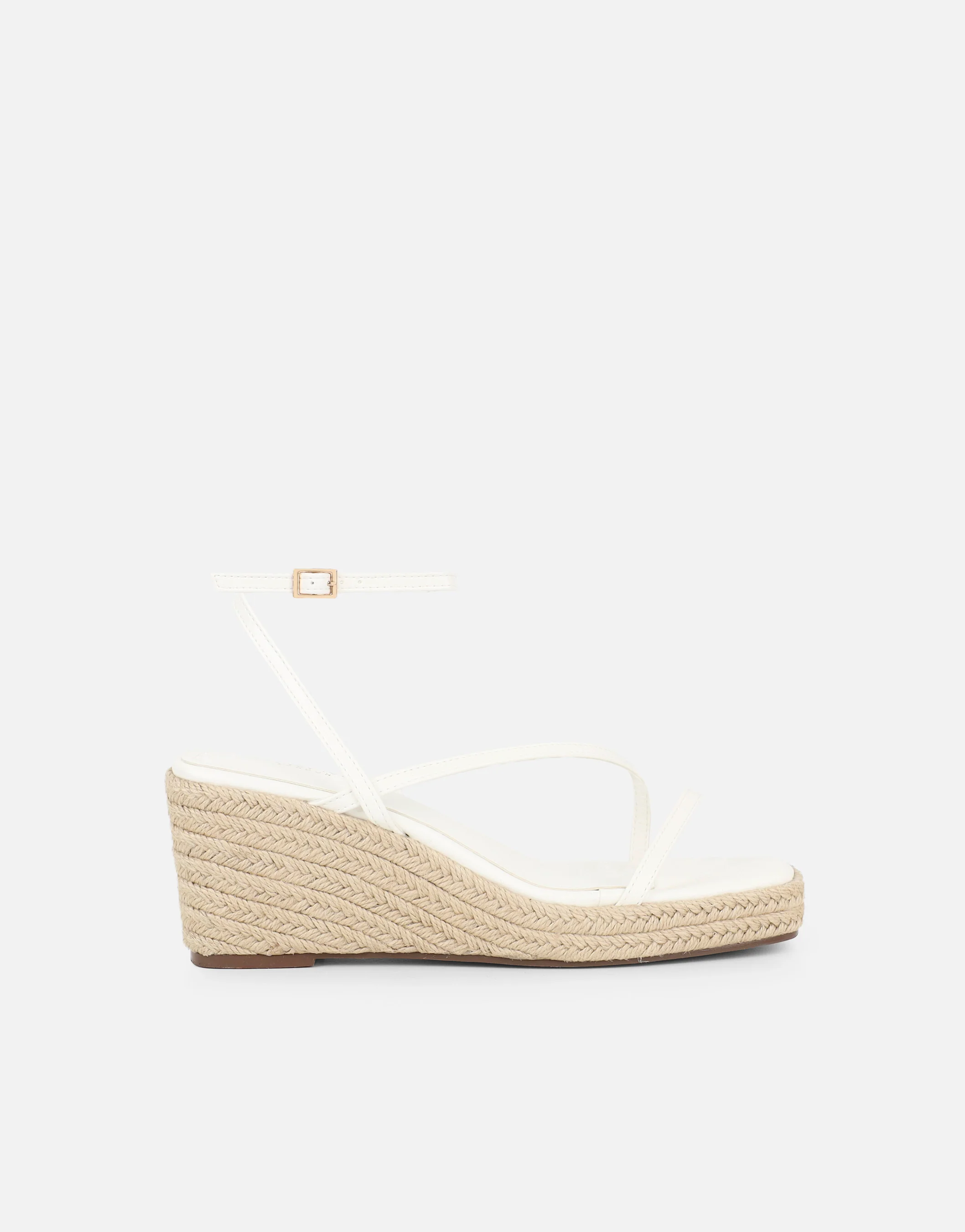 Lara White Wedge Heeled Sandals - Image 2