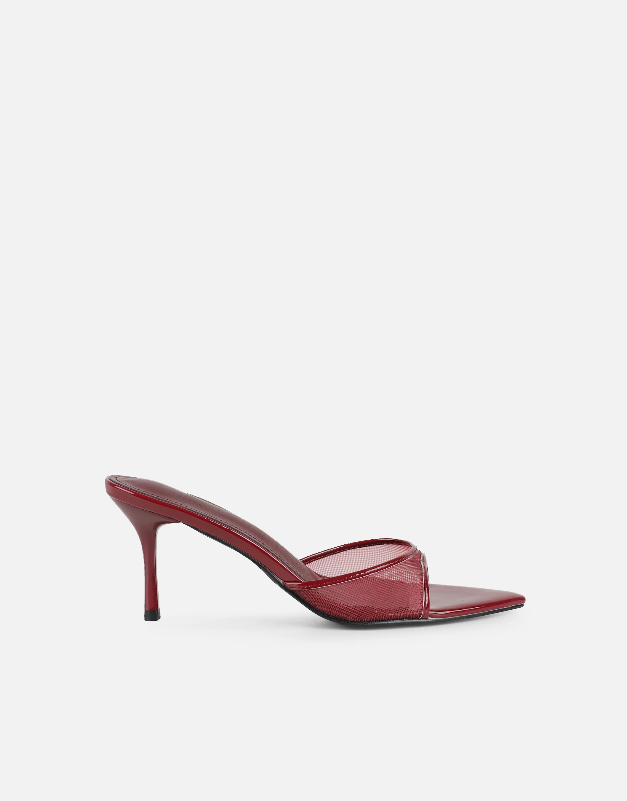 Lauri Burgundy Mesh Peep Toe Heeled Sandals - Image 2