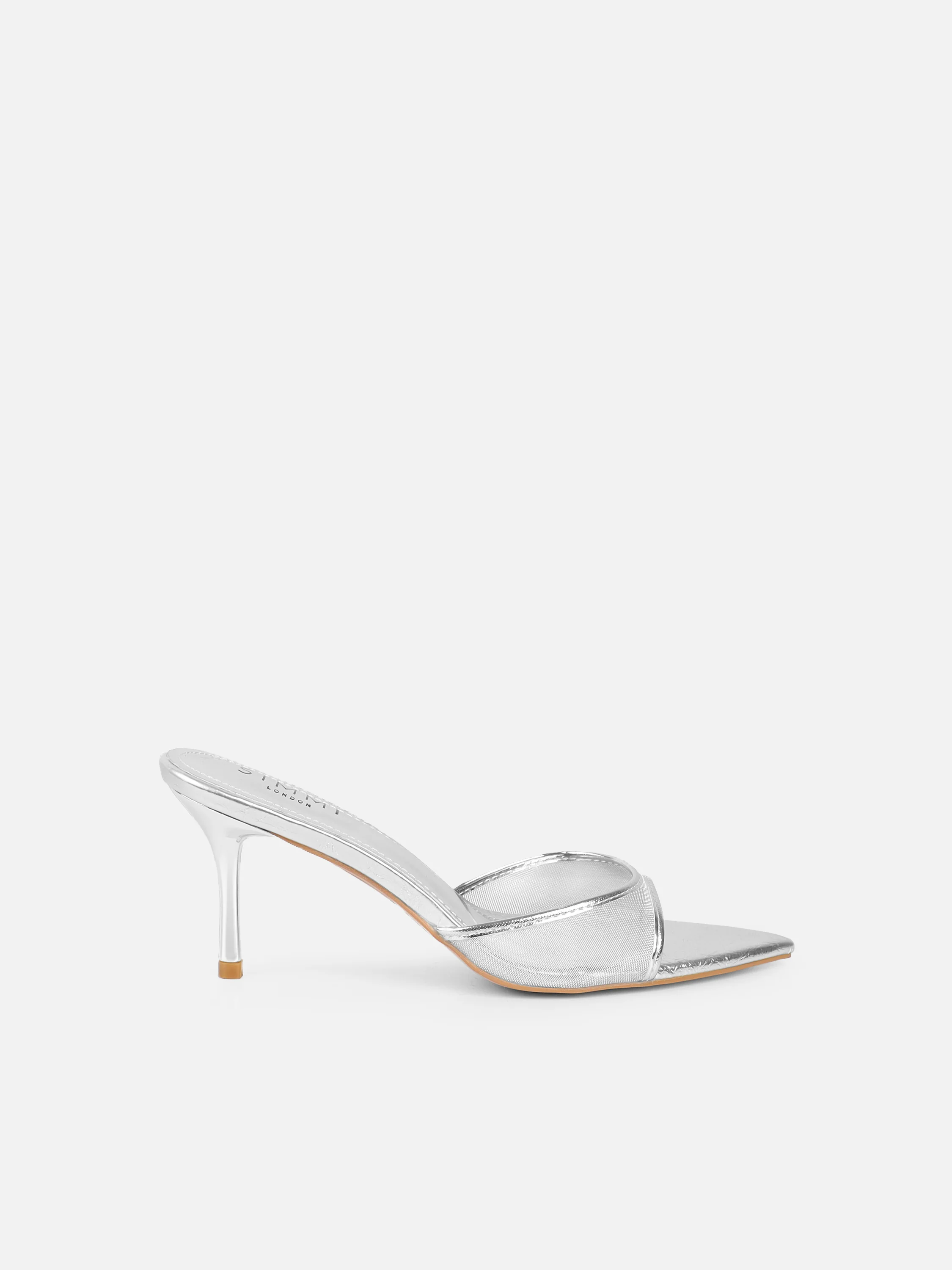 Lauri Silver Mesh Peep Toe Heeled Sandals - Image 2