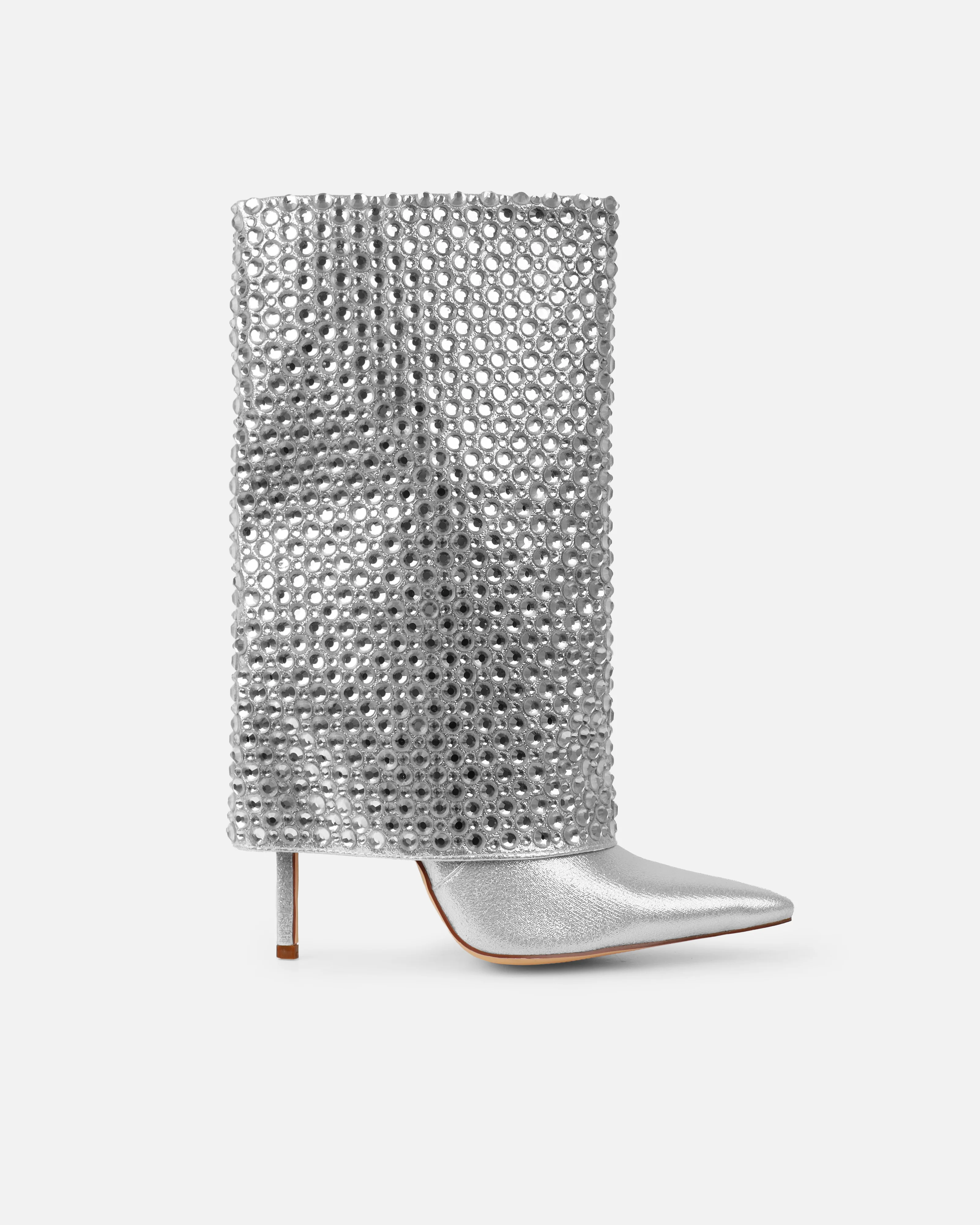Law Silver Shimmer Diamante Fold Over Boots - Image 2