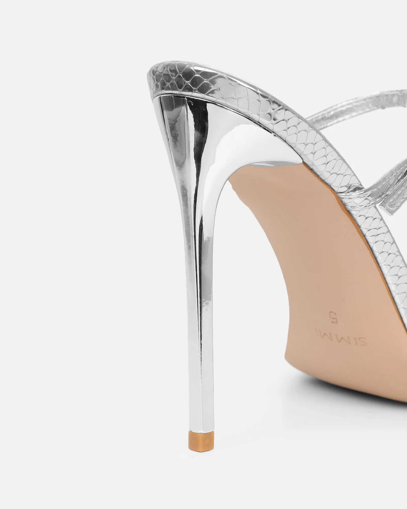 Leamy Silver Mirror Jeweled Heeled Sandals - Image 3