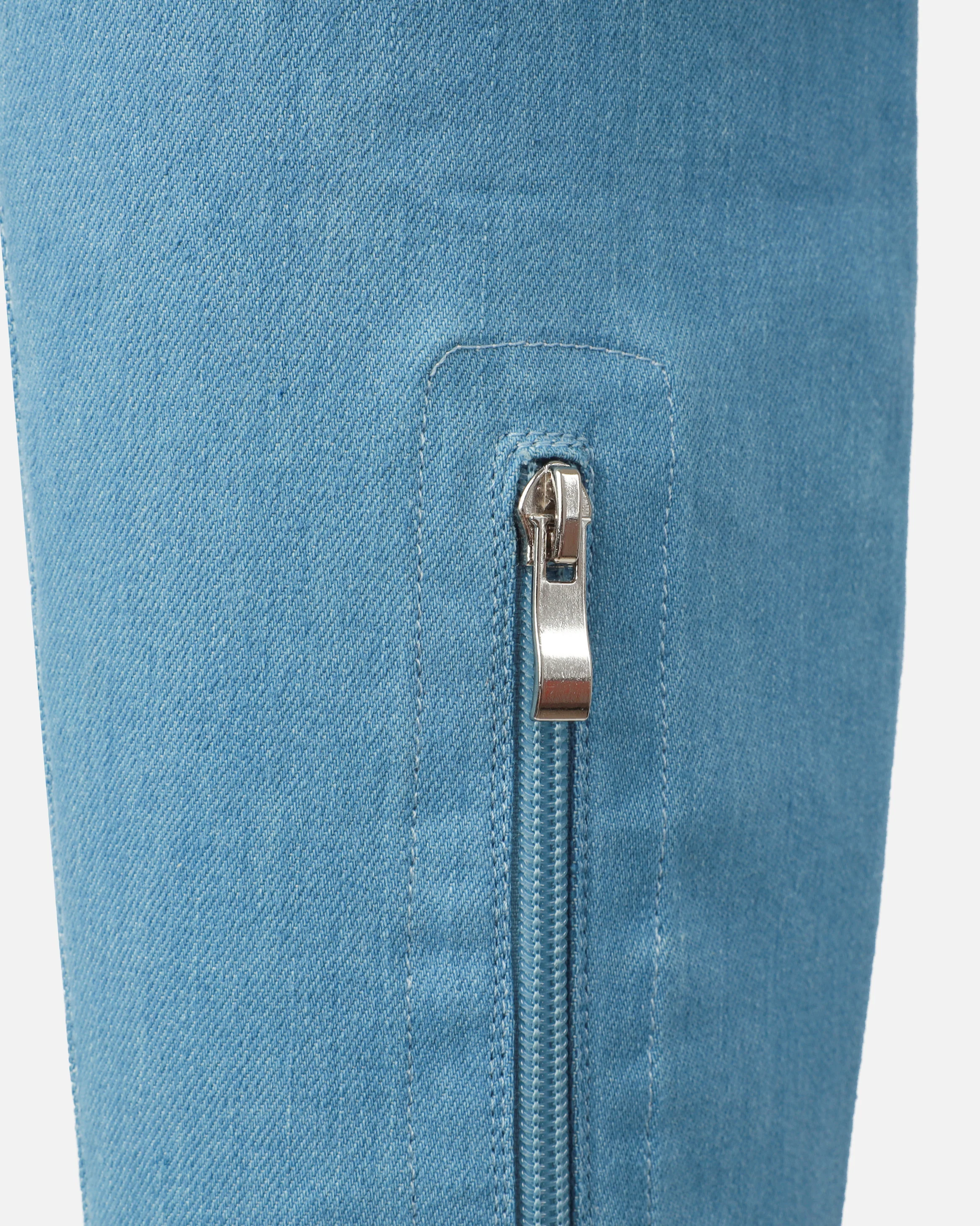 Lewie Blue Denim Stretch Pointed Toe Thigh High Stiletto Boots - Image 3