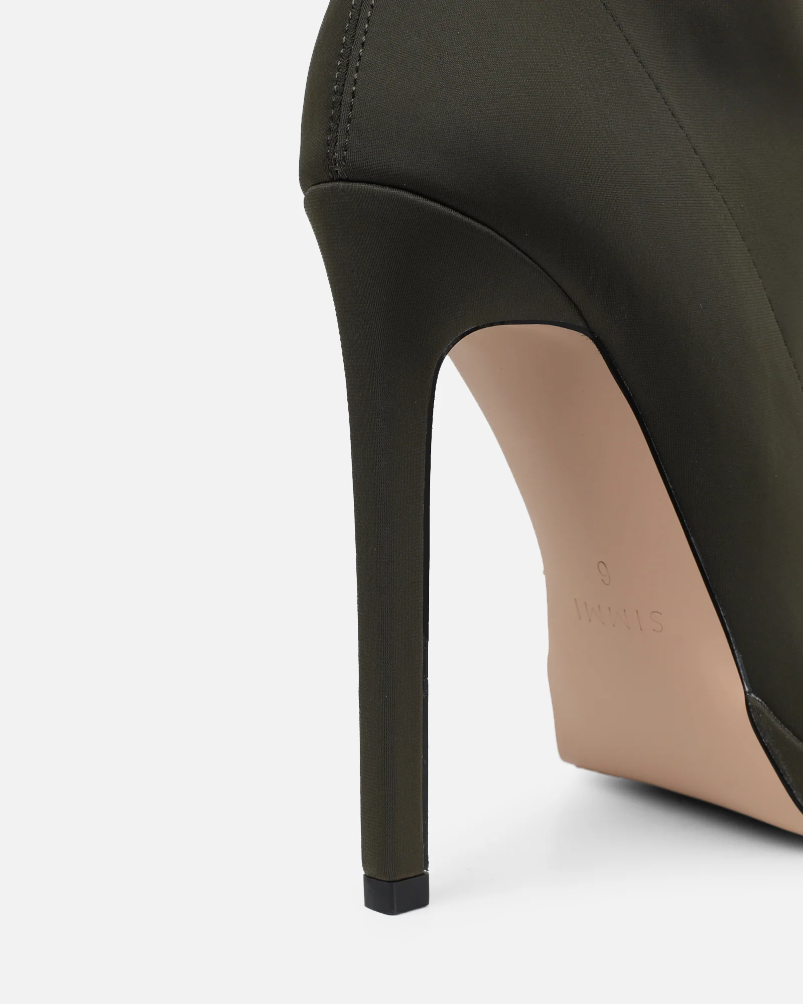 Lewin Khaki Stretch Stiletto Sock Boots - Image 3