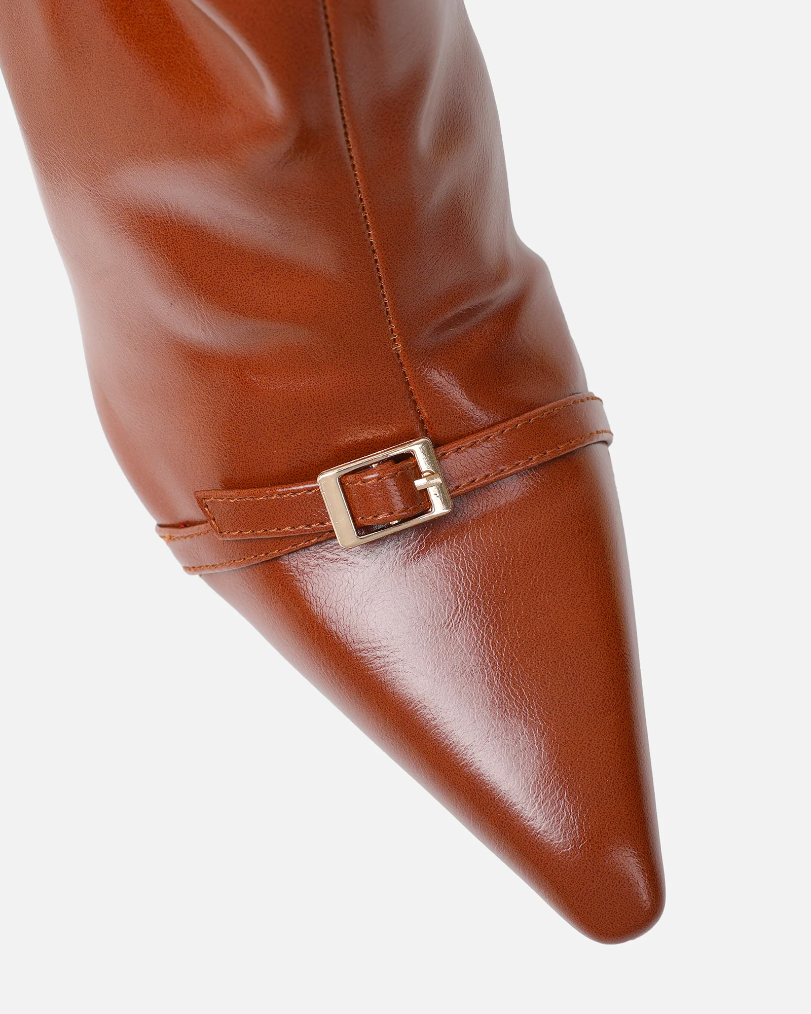 Liam Tan Buckle Detail Smart Heeled Ankle Boots - Image 4