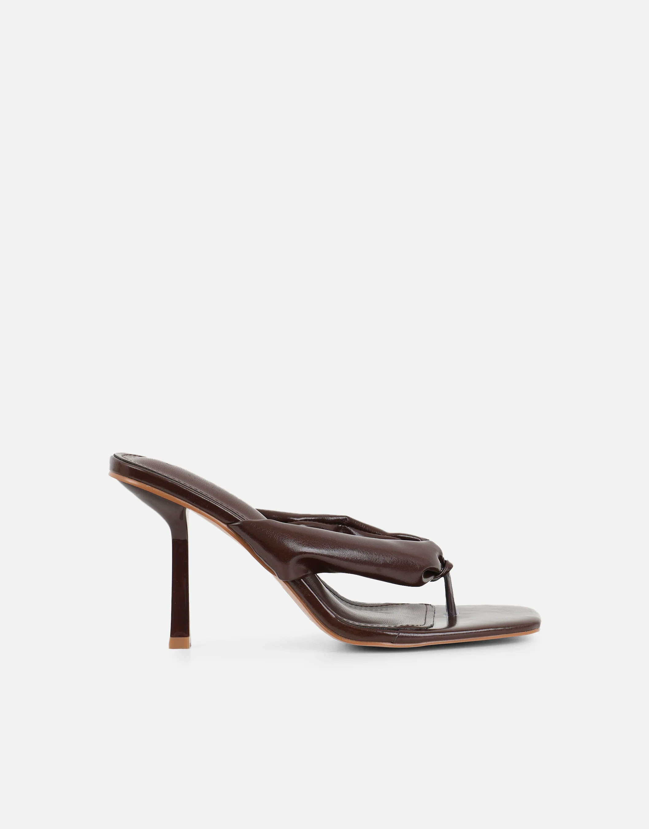 Lila Brown Toe Post Heeled Sandals - Image 3