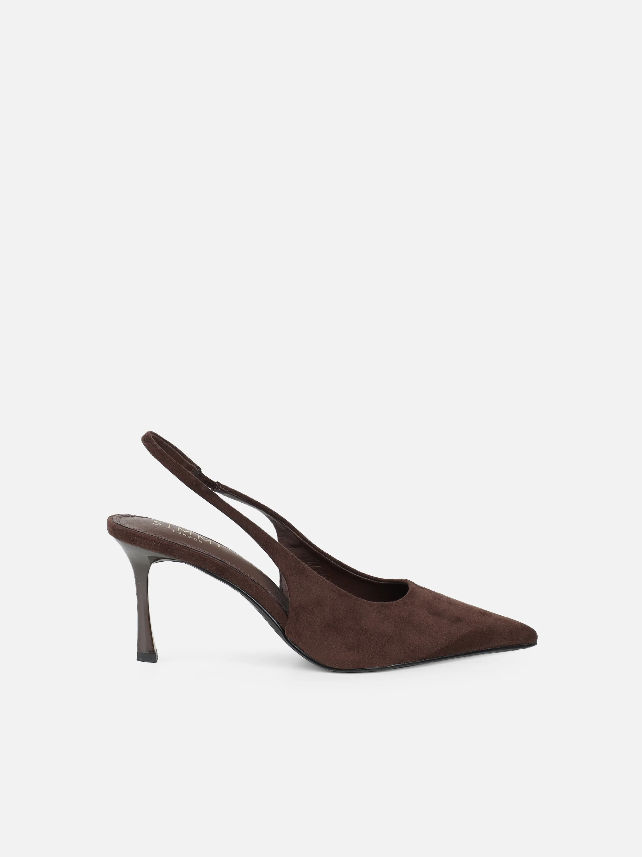 Liorra Brown Suede Sling Back Court Shoes - Image 2