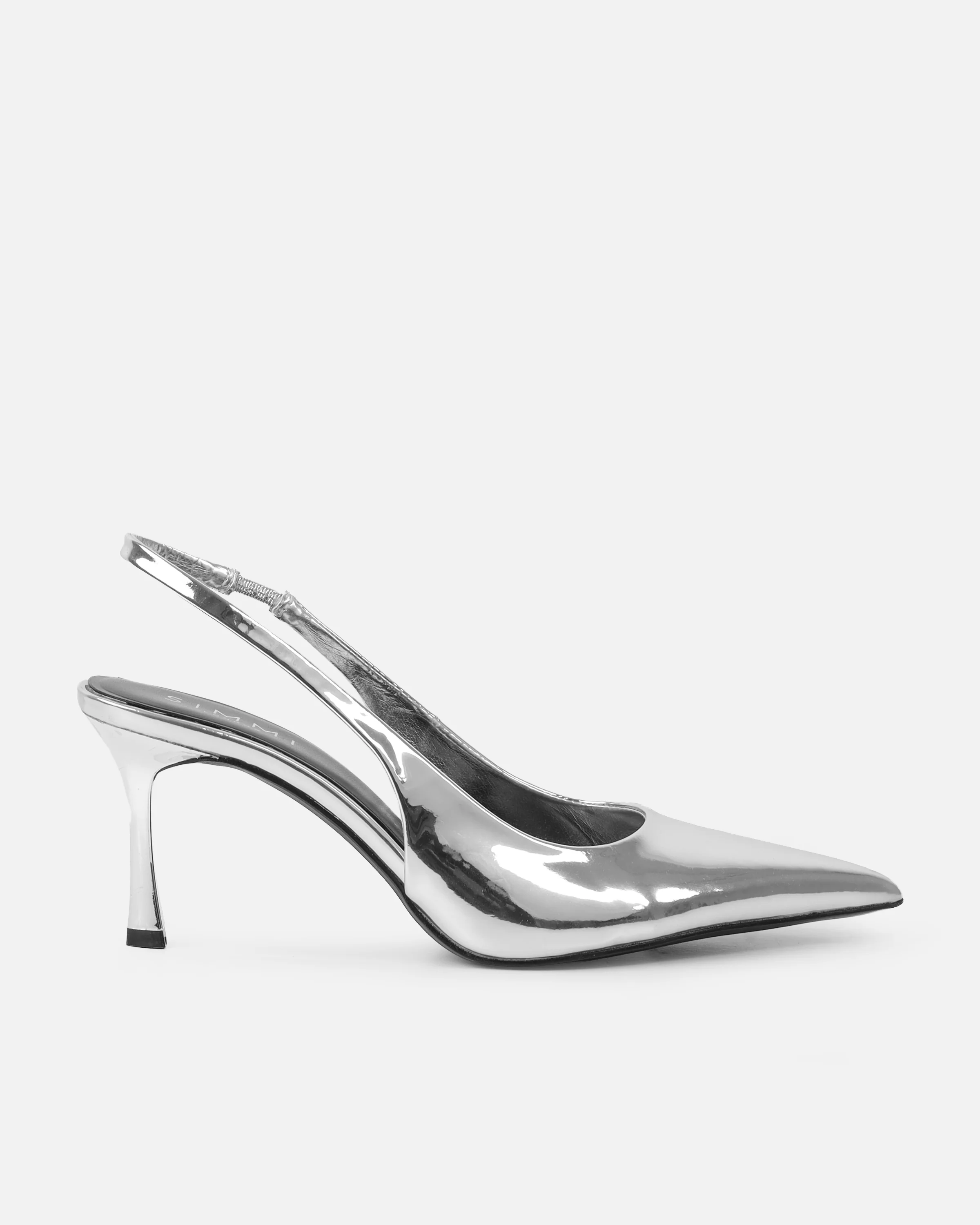 Liorra Silver Mirror Sling Back Court Shoes - Image 2