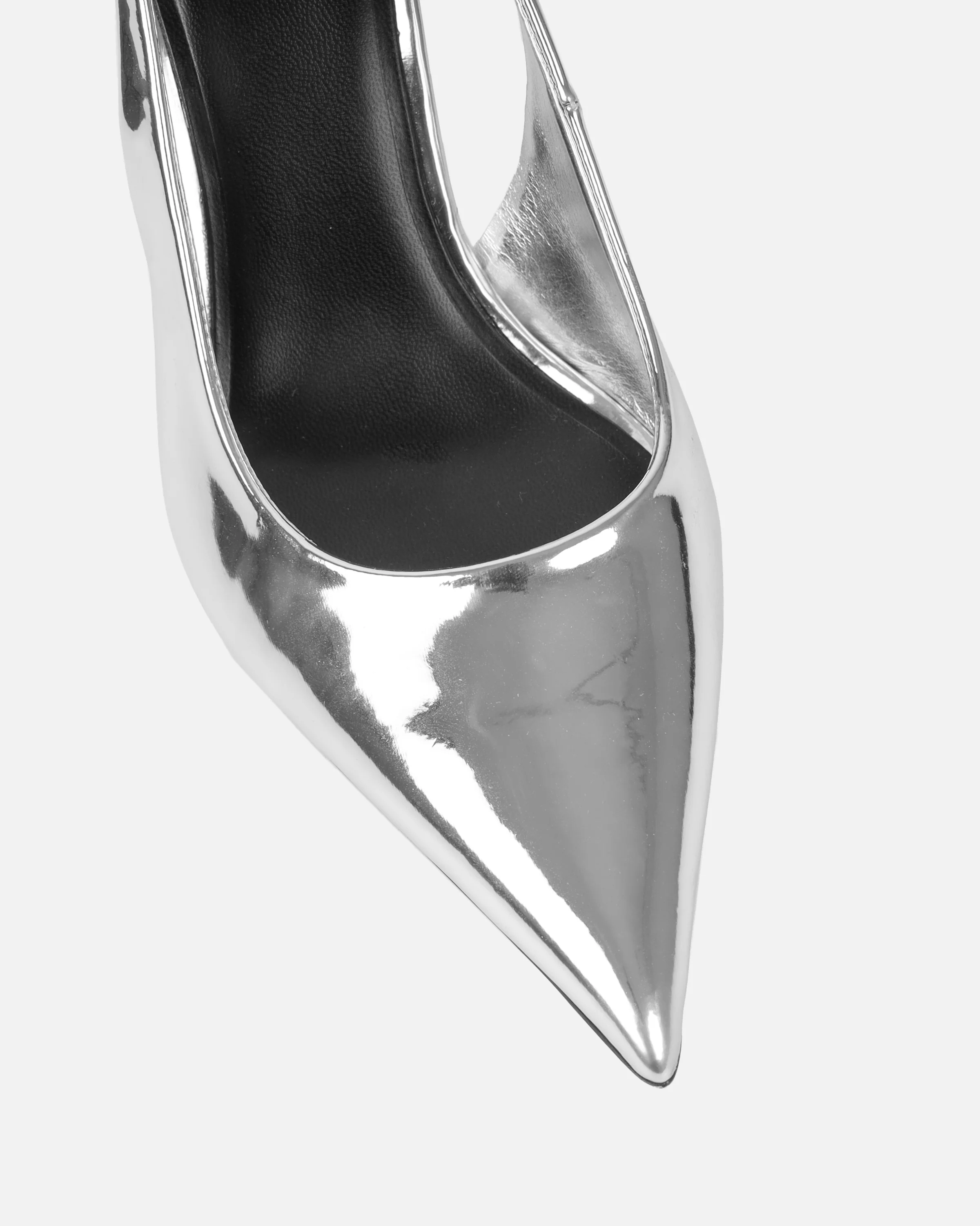 Liorra Silver Mirror Sling Back Court Shoes - Image 4