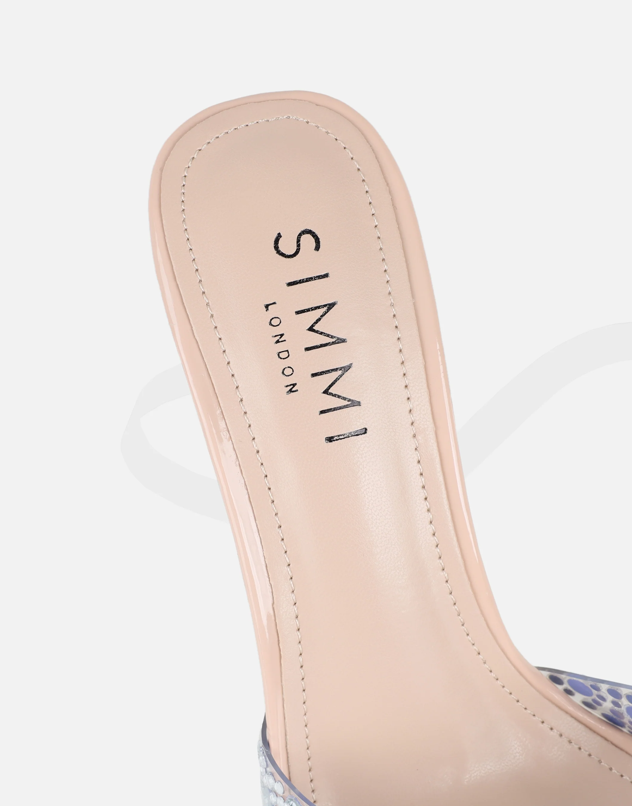 Lopezz Nude Patent Clear Embellished Heeled Sandals - Image 3