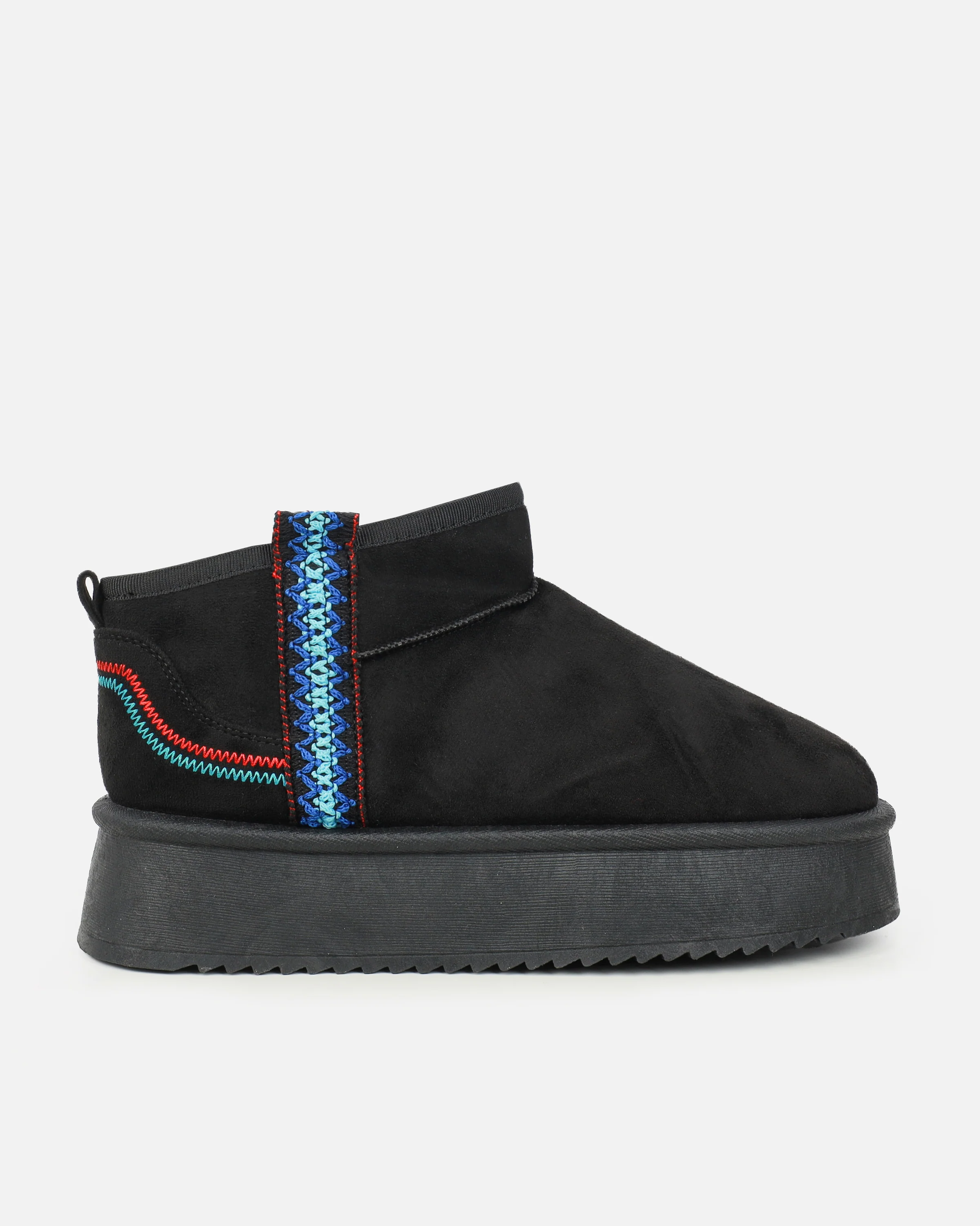 Louie Black Faux Suede Flatform Boots - Image 2