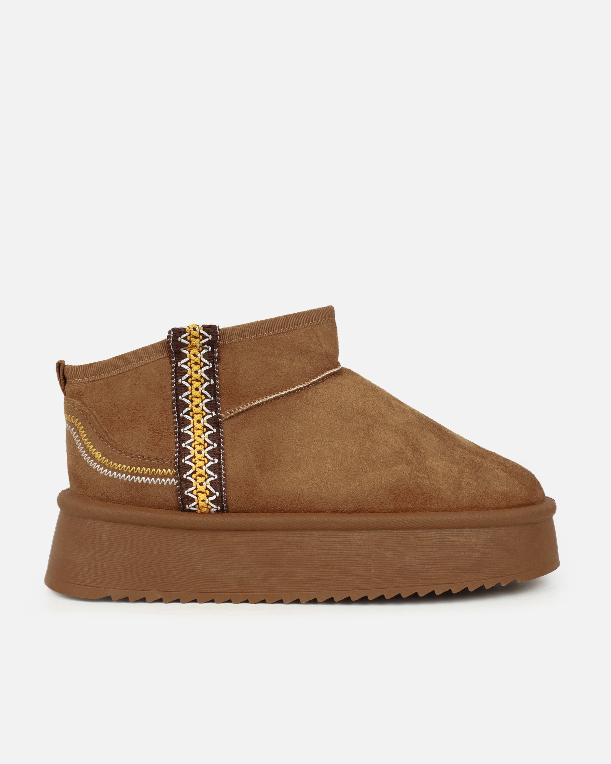 Louie Tan Faux Suede Flatform Boots - Image 2