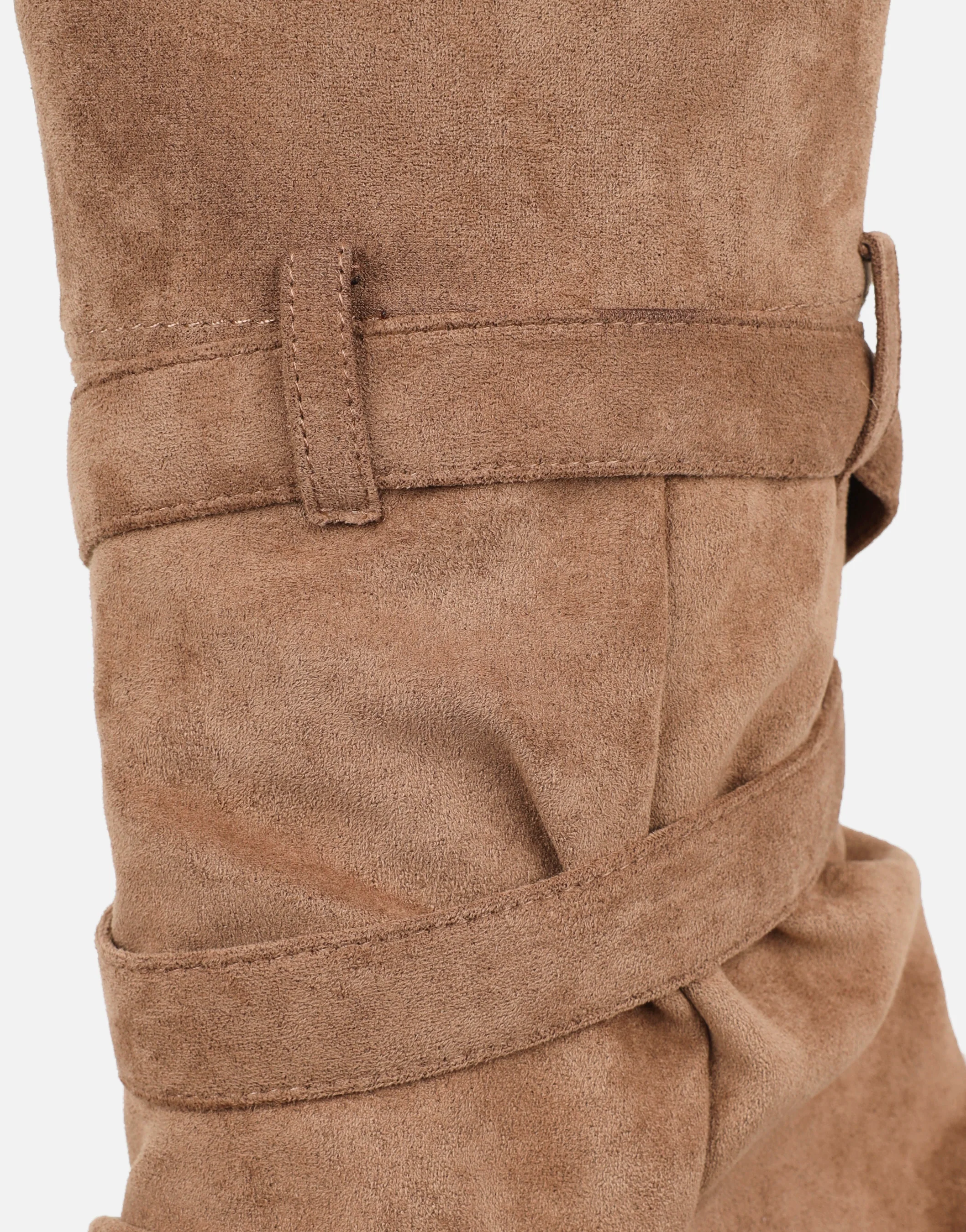 Lowry Beige Suede Foldover Chunky Boots - Image 3
