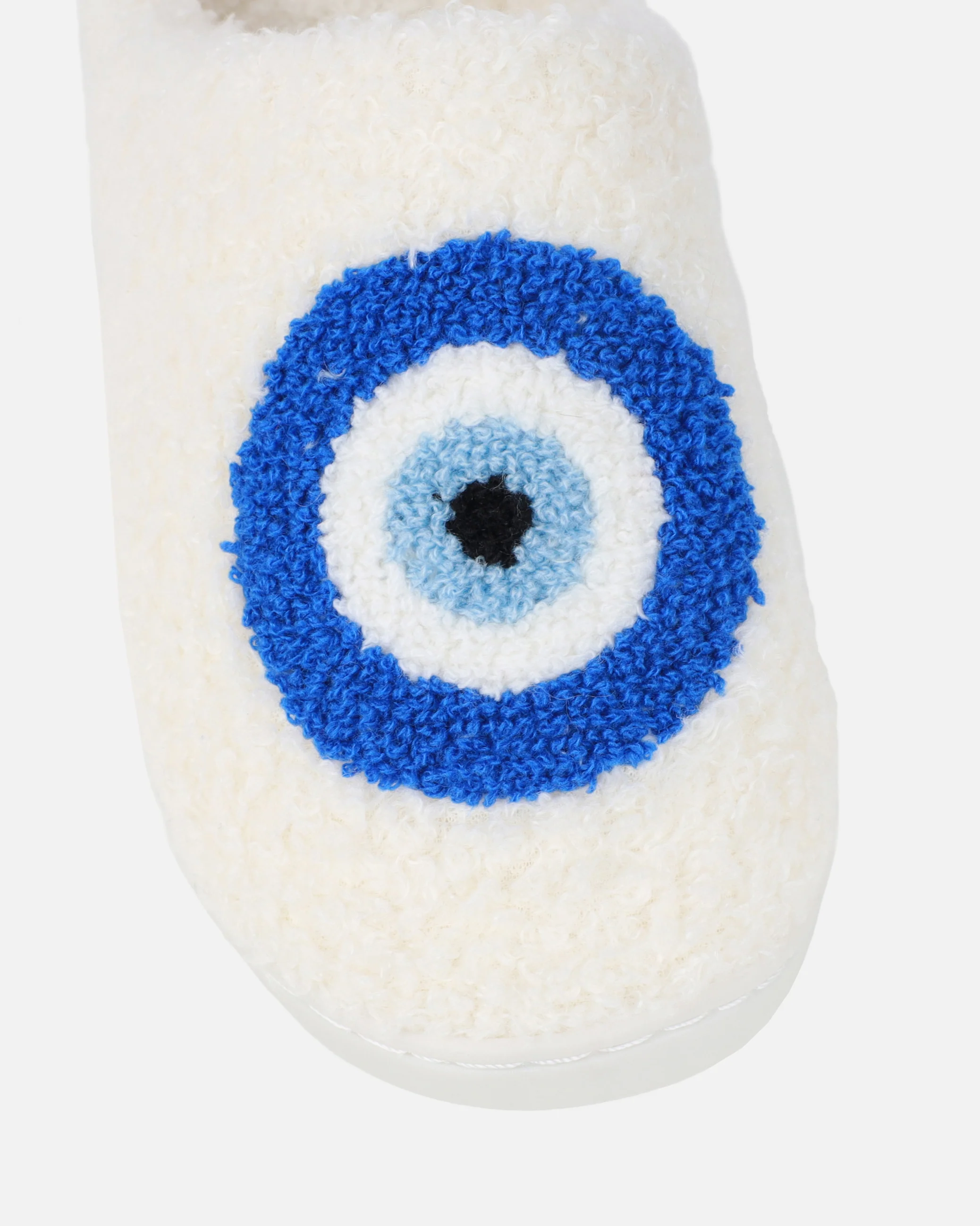 Lucky White Evil Eye Print Closed Toe Slippers - Image 4