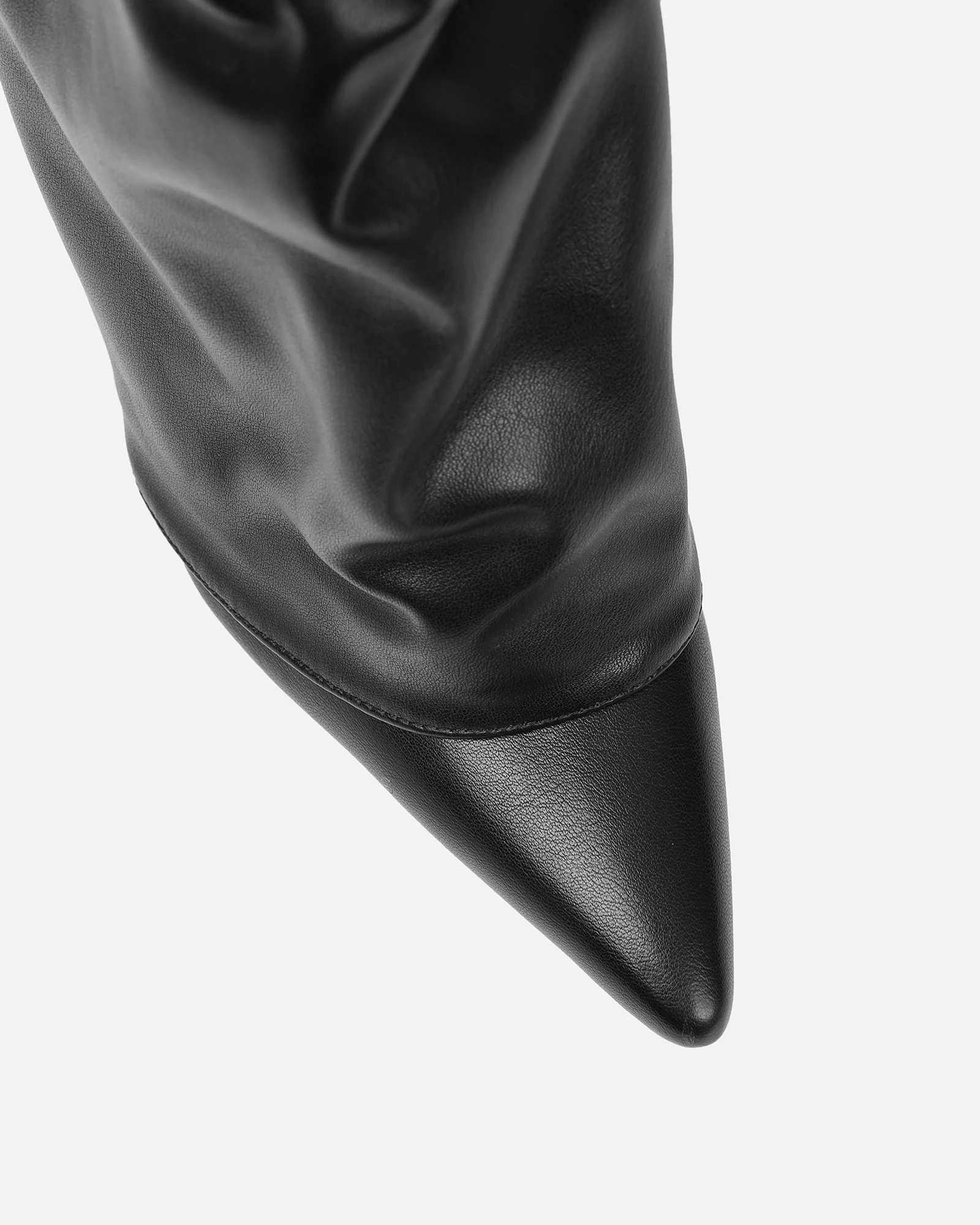 Lukas Black Ruched Fold Over Knee High Boots - Image 4