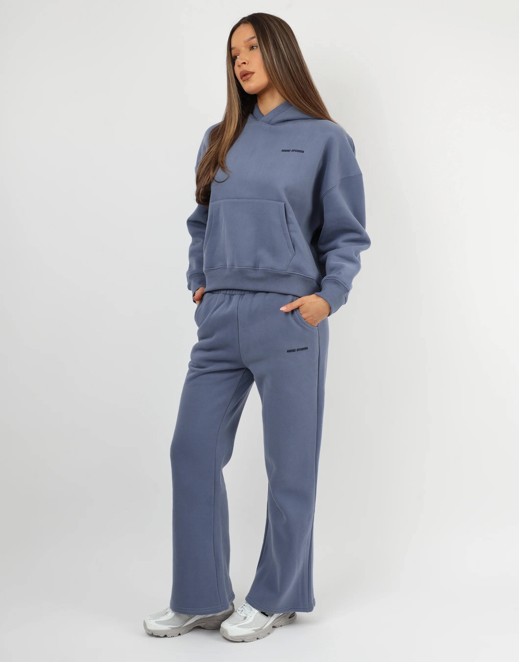 Maddie Simmi Studios Essentials Flared Joggers in Blue - Image 5