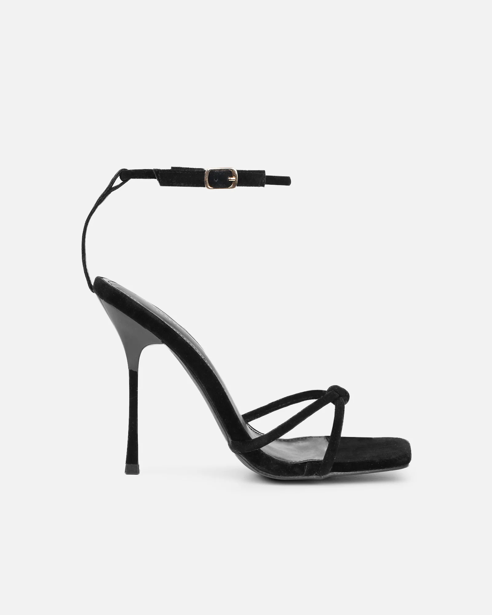 Malinda Black Velvet Heeled Sandals - Image 2