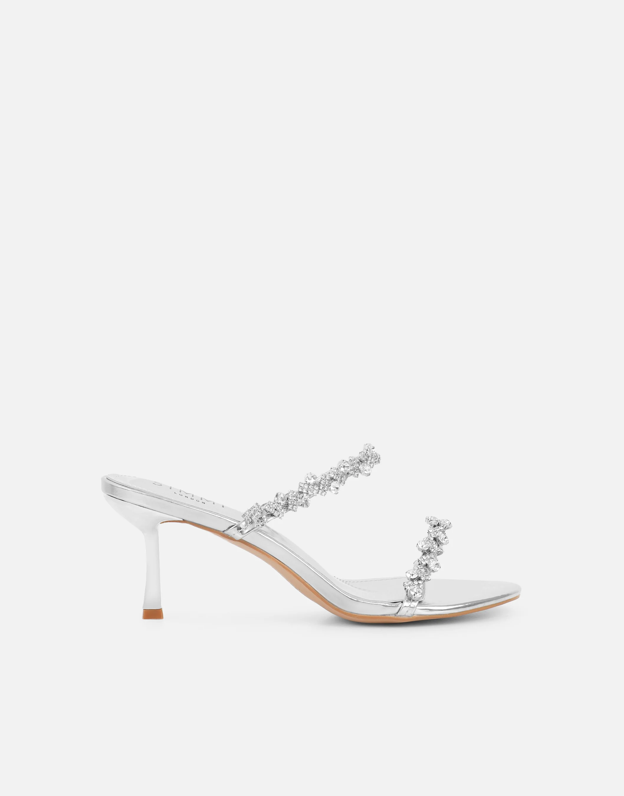Maude Silver Mirror Diamante Mules - Image 2