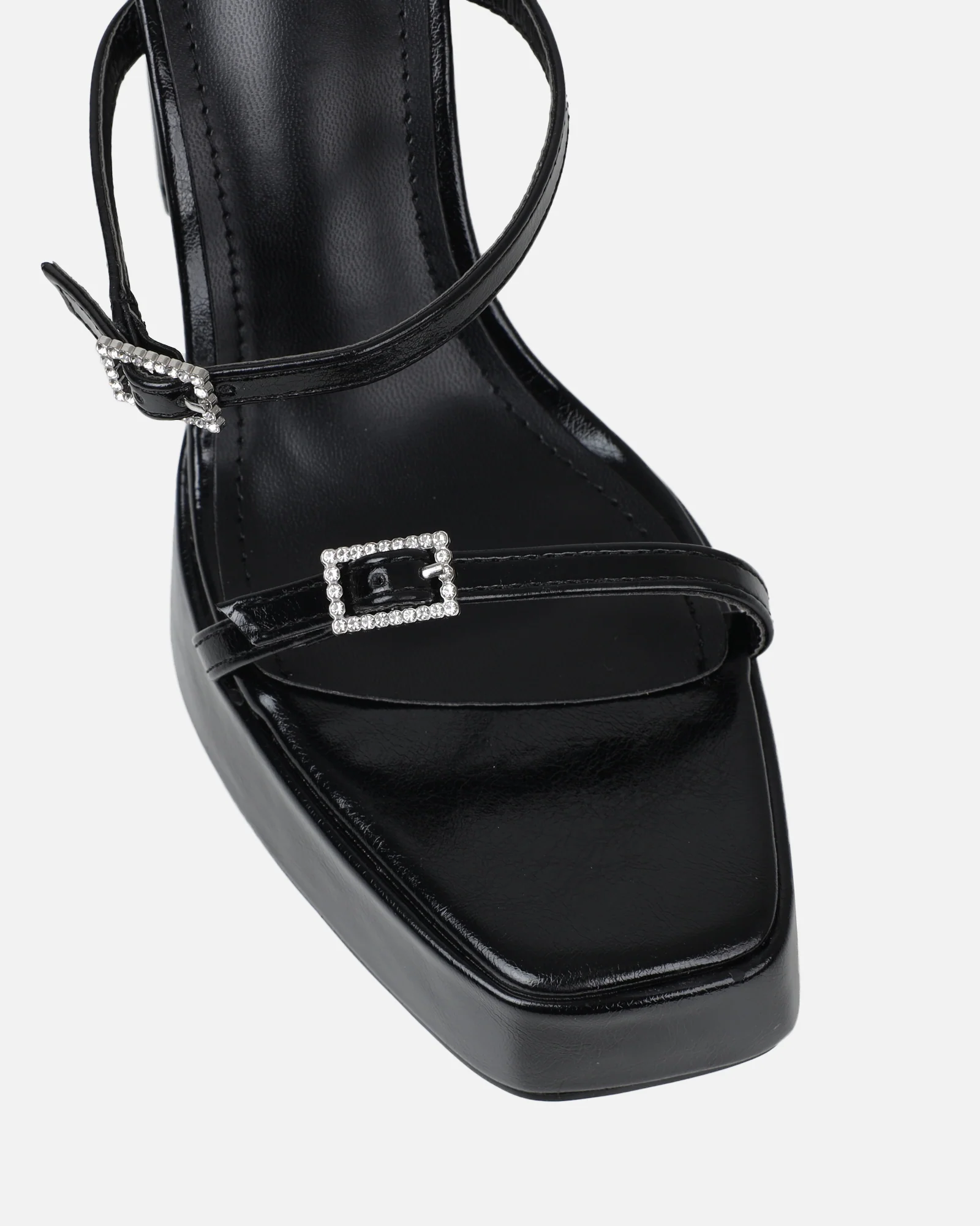 Maura Black Diamante Buckle Platform Sandals - Image 4