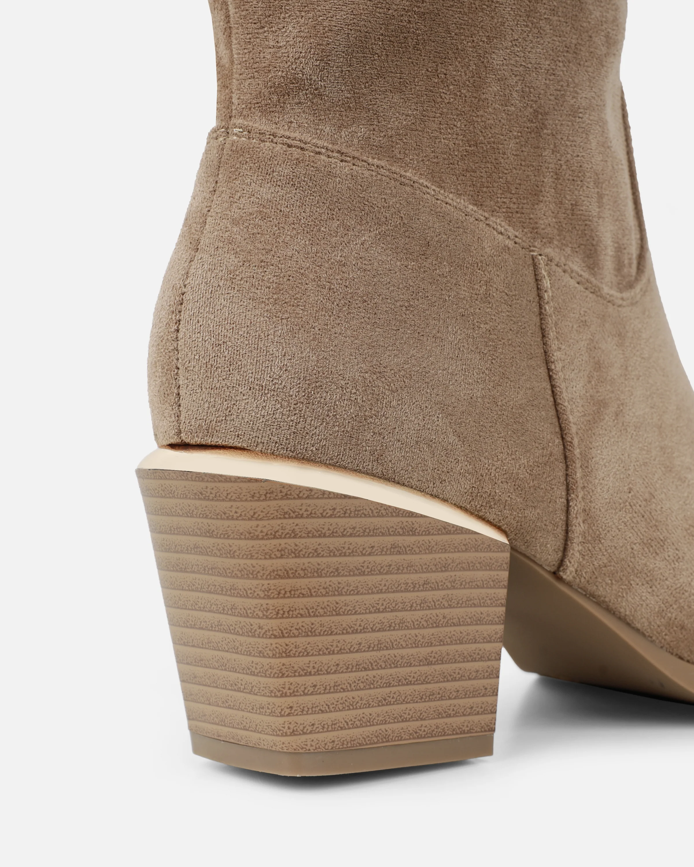Maurice Beige Faux Suede Calf Western Boots - Image 3