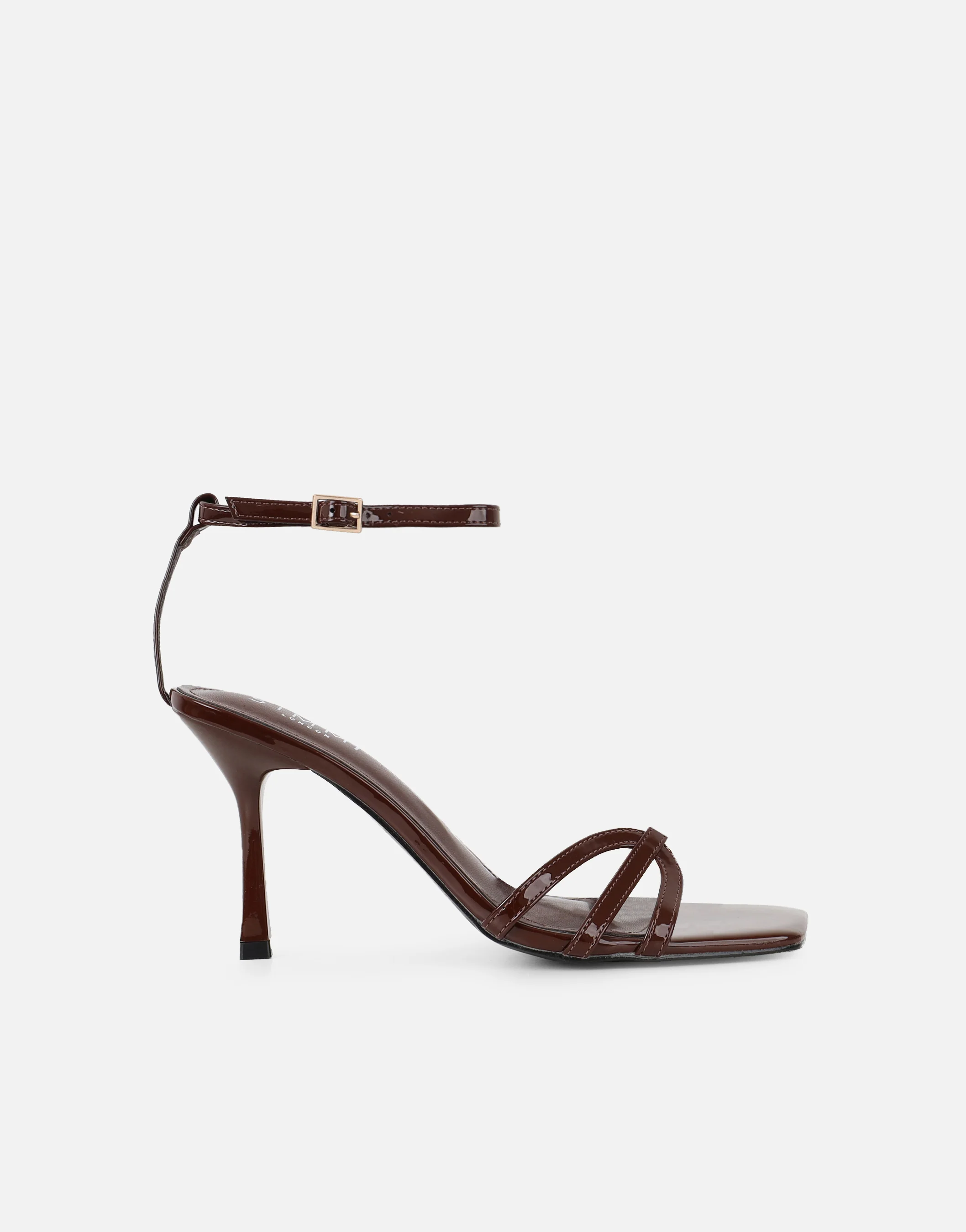 Meela Brown Patent Heeled Sandals - Image 2
