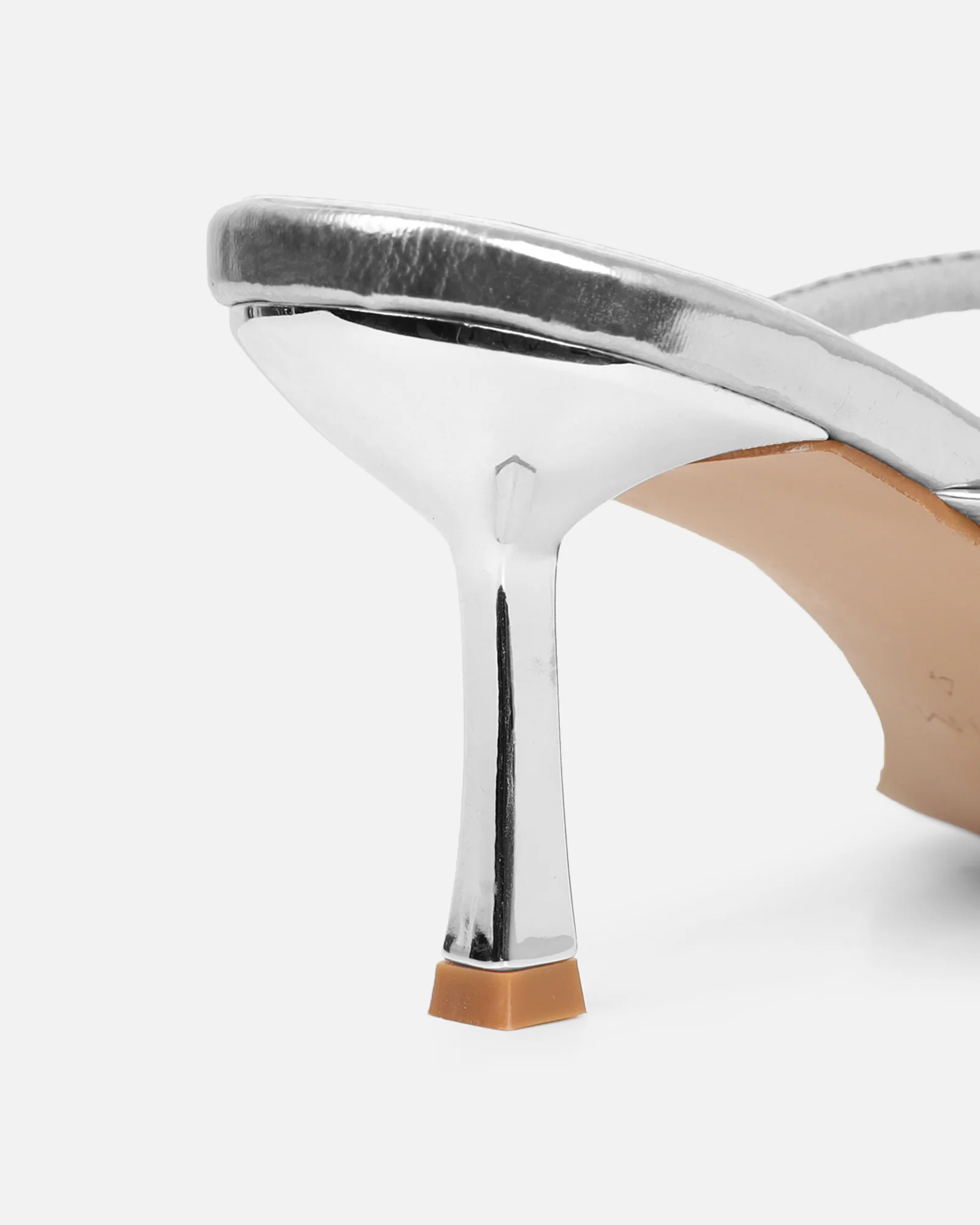 Mefele Silver Mirror Mid Heel Mules - Image 3